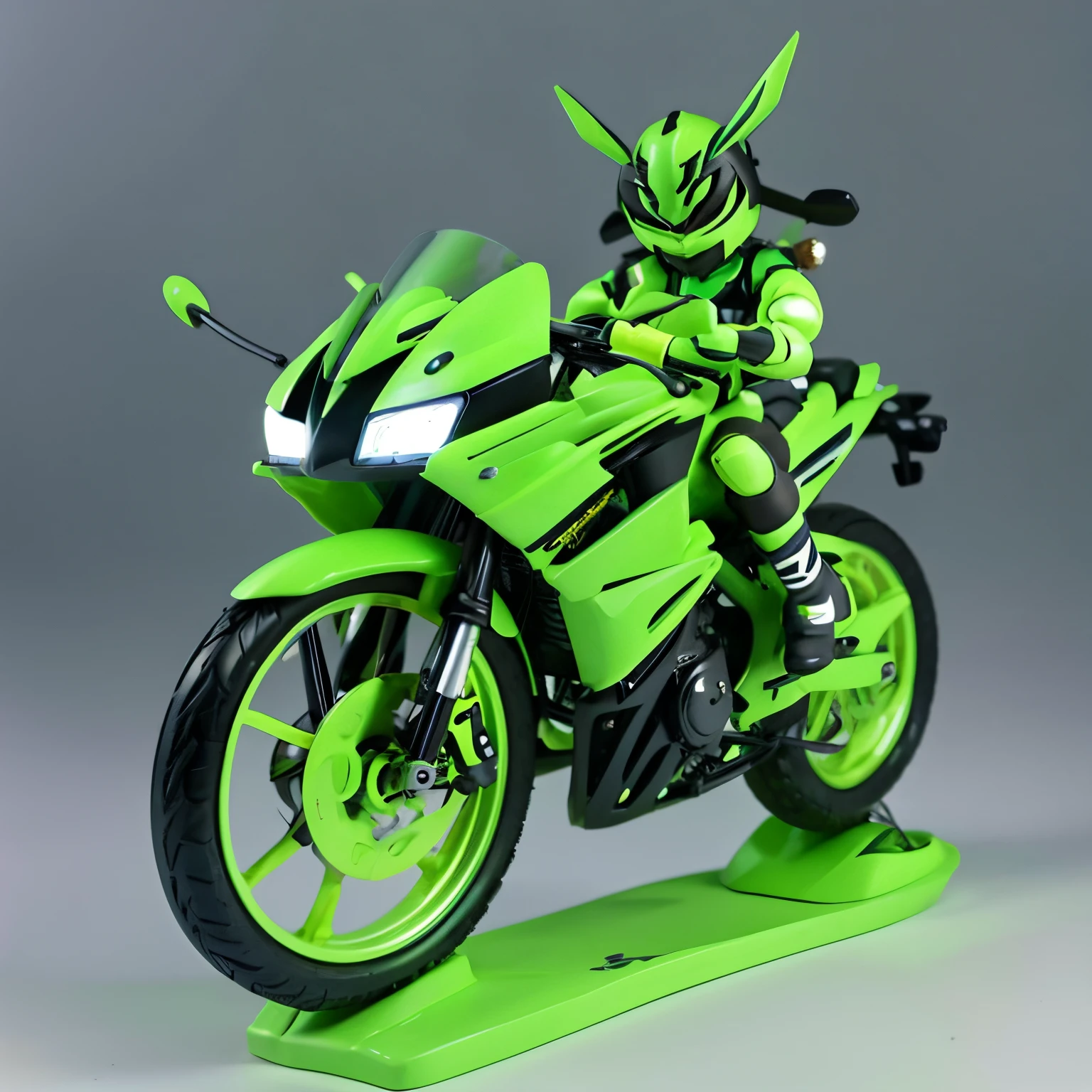 Green ninja ride motocicle anime