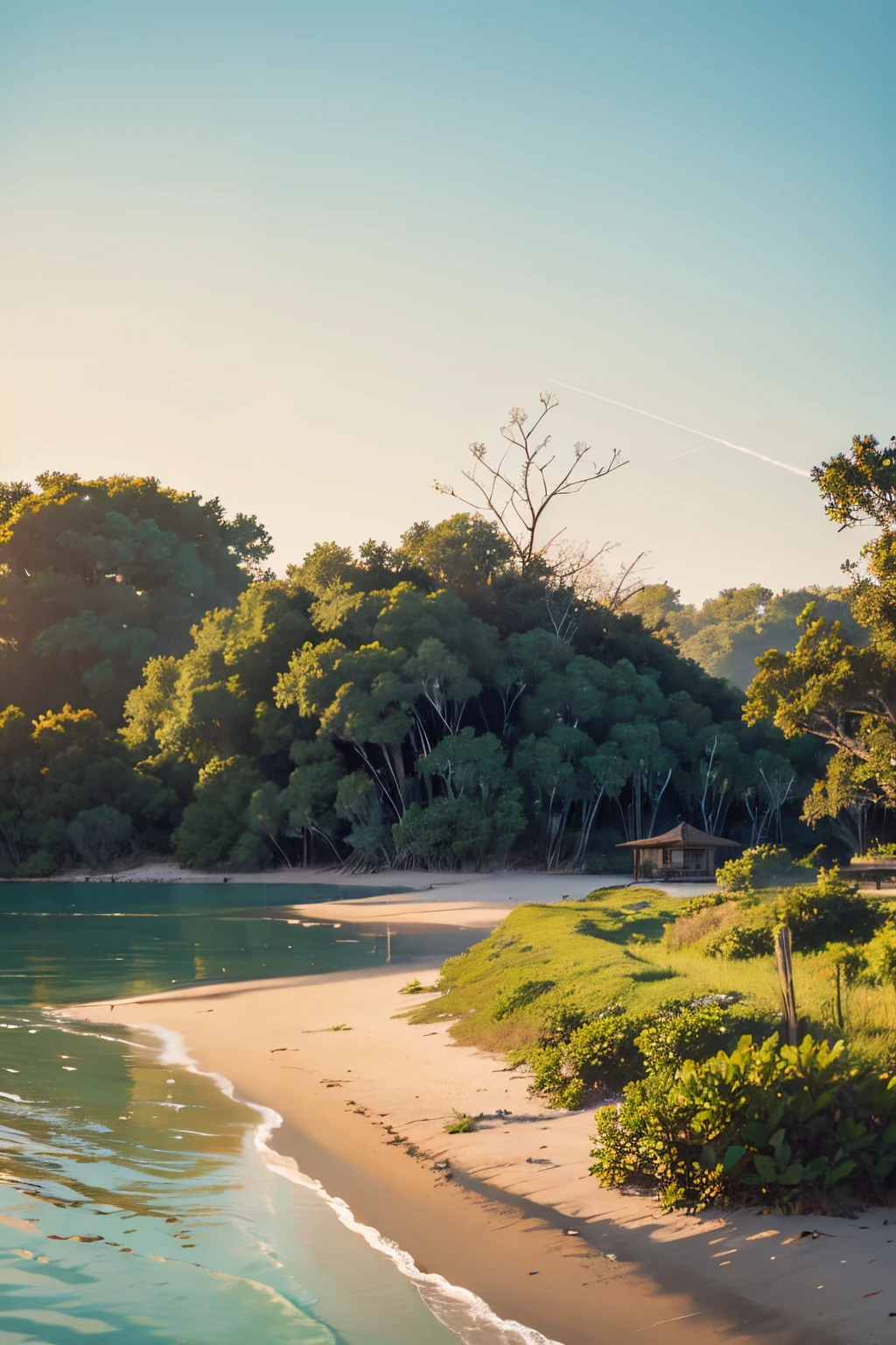 there is a tree that is growing out of the sand, mangrove trees, mangrove swamp, sparsely populated, island landscape, an island, eye - level view, island, on an island, by Pamela Drew, serene environment, looking left, beach trees in the background, long shot view, shallow waters, peaceful environment, the tree is on top of a calm sea