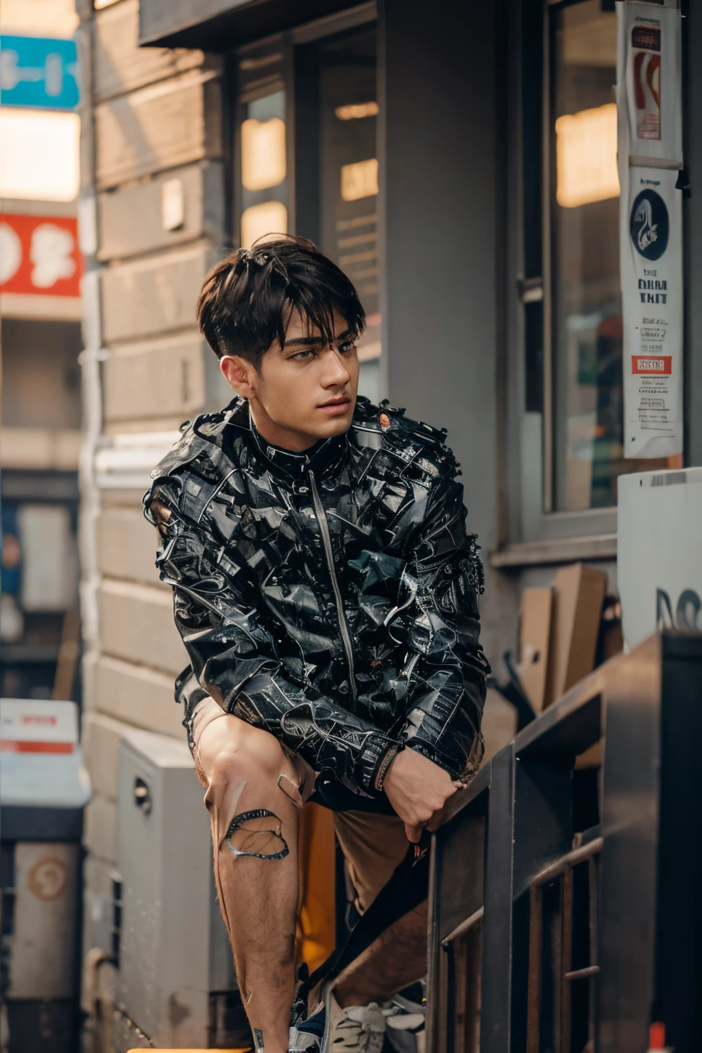 Change background cyberpunk handsome boy,realic face 8k,ultra realistic