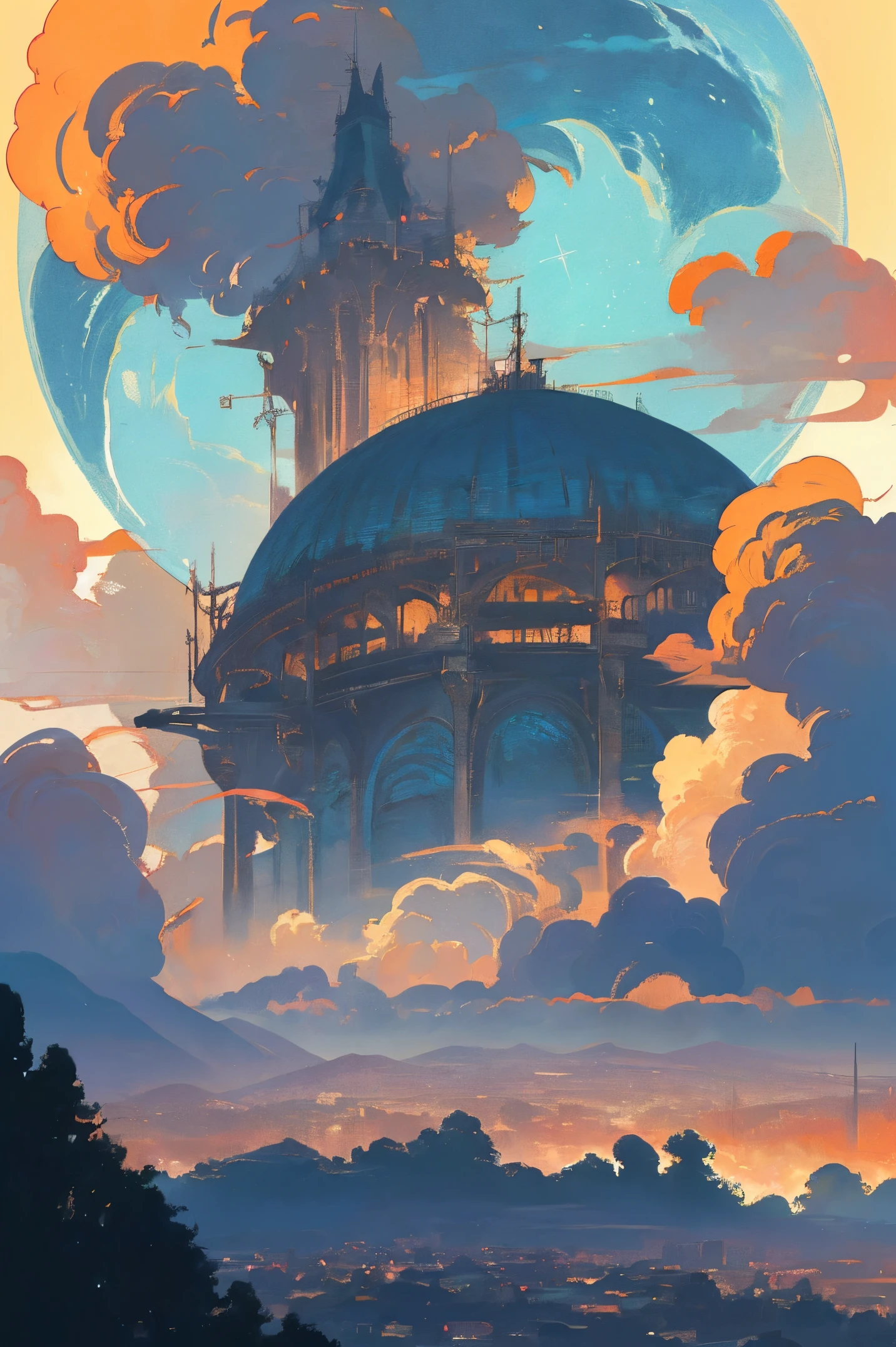 A highly detailed anime illustration,
landscape,
vintage, dreamy, drawing, trending on artstation, UHD, (((by Quentin de Warren))):1.8, atmosphere, luminosity