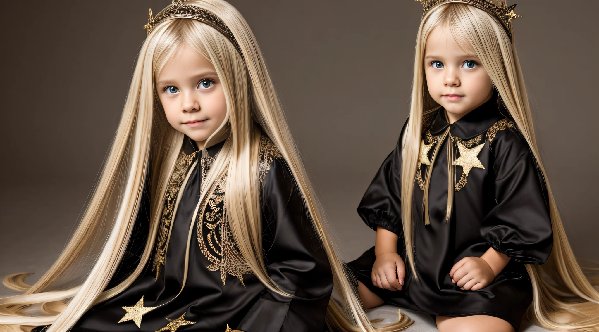 loss of a BLONDE CHILD with long hair, ROUPA PRETA COM ESTRELAS