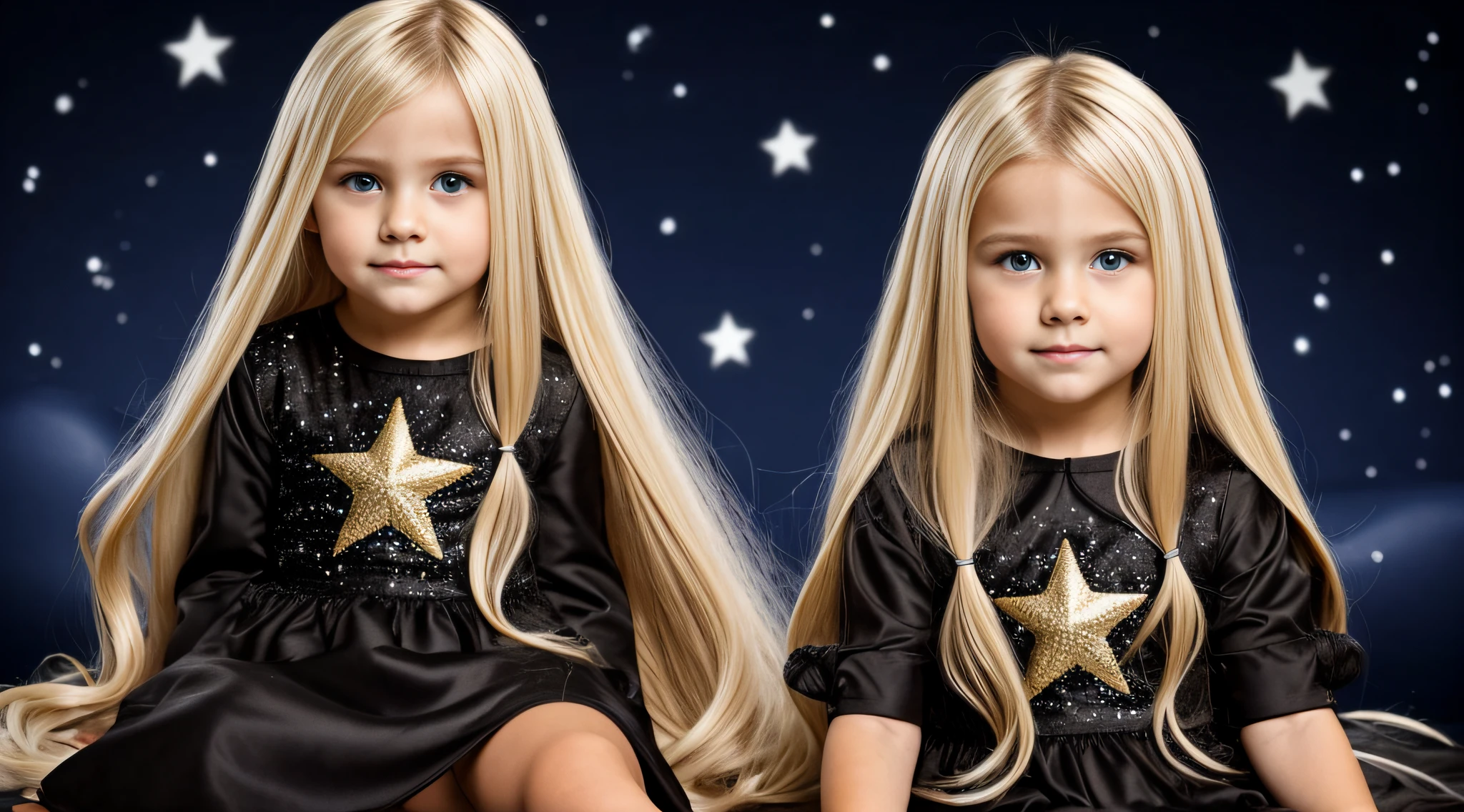 loss of a BLONDE CHILD with long hair, ROUPA PRETA COM ESTRELAS
