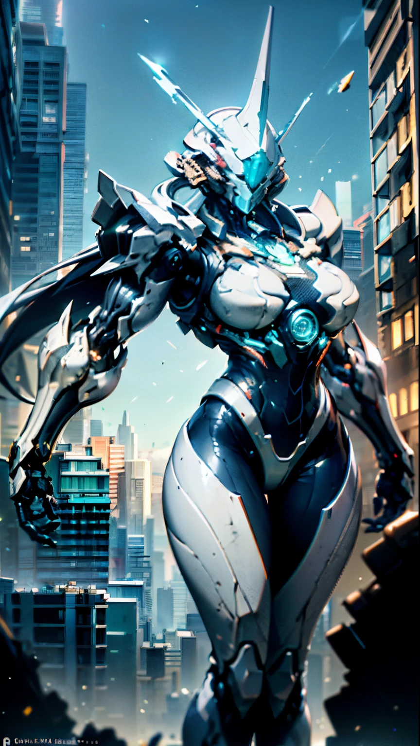 ((best quality)), ((masterpiece)), ((realistic)), (detailed), (photorealistic:1.5), a futuristic girl, (thick body), (white bodysuit), lights on armor, cybernetic headwear, looking at viewer, dynamic pose, post apocalyptic, destroyed city background, buildings on fire, science fiction, hdr, ray tracing, nvidia rtx, super-resolution, unreal 5, subsurface scattering, pbr texturing, post-processing, anisotropic filtering, depth of field, maximum clarity and sharpness, rule of thirds, 8k raw, (luminescent particles:1.4), (extremely detailed cg, unity 8k wallpaper, 3d, cinematic lighting, lens flare), reflections, sharp focus, cyberpunk art, cyberpunk architecture,