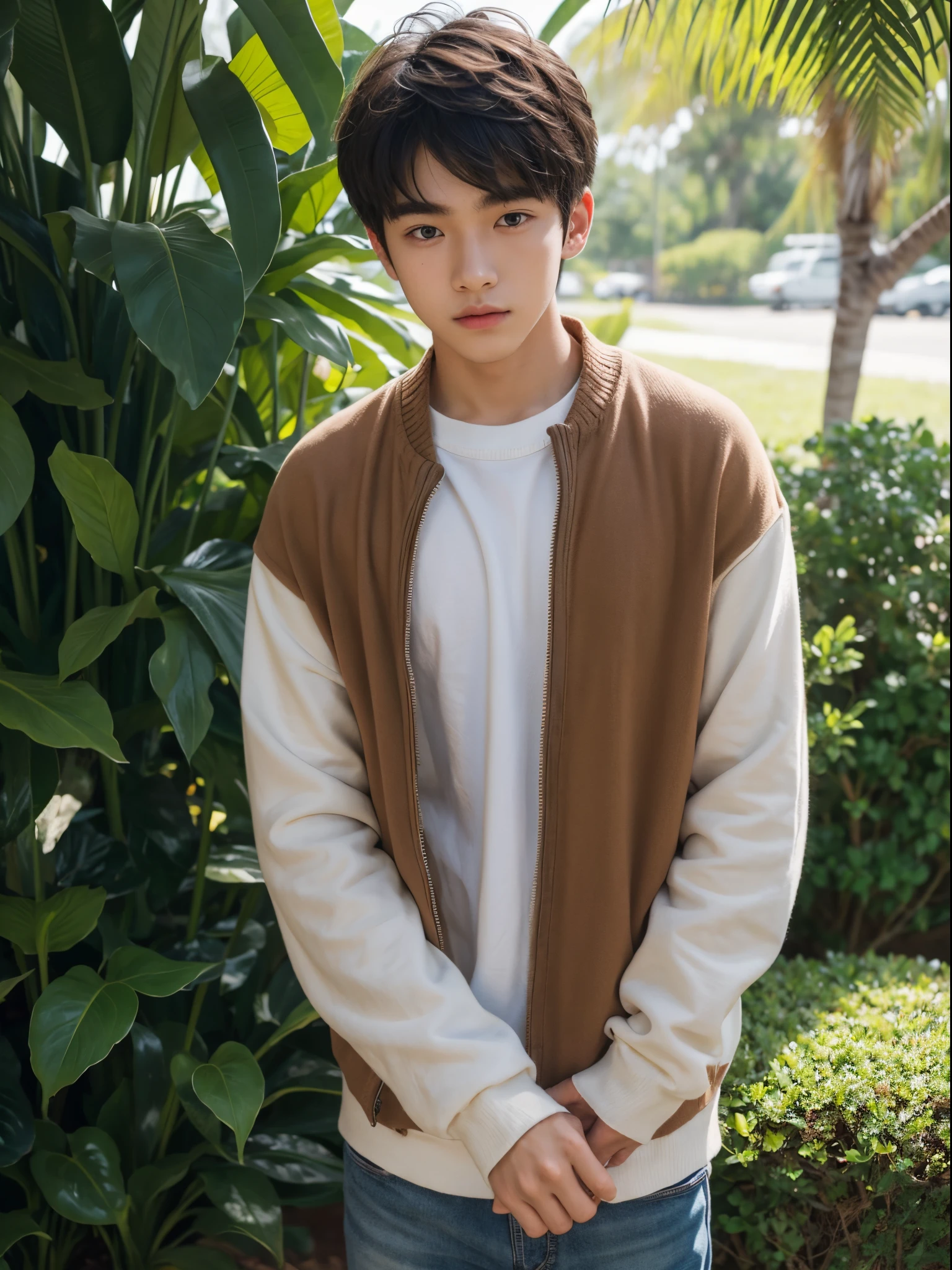 boy, 17 y.o, handsome, middle parted hair, plantation