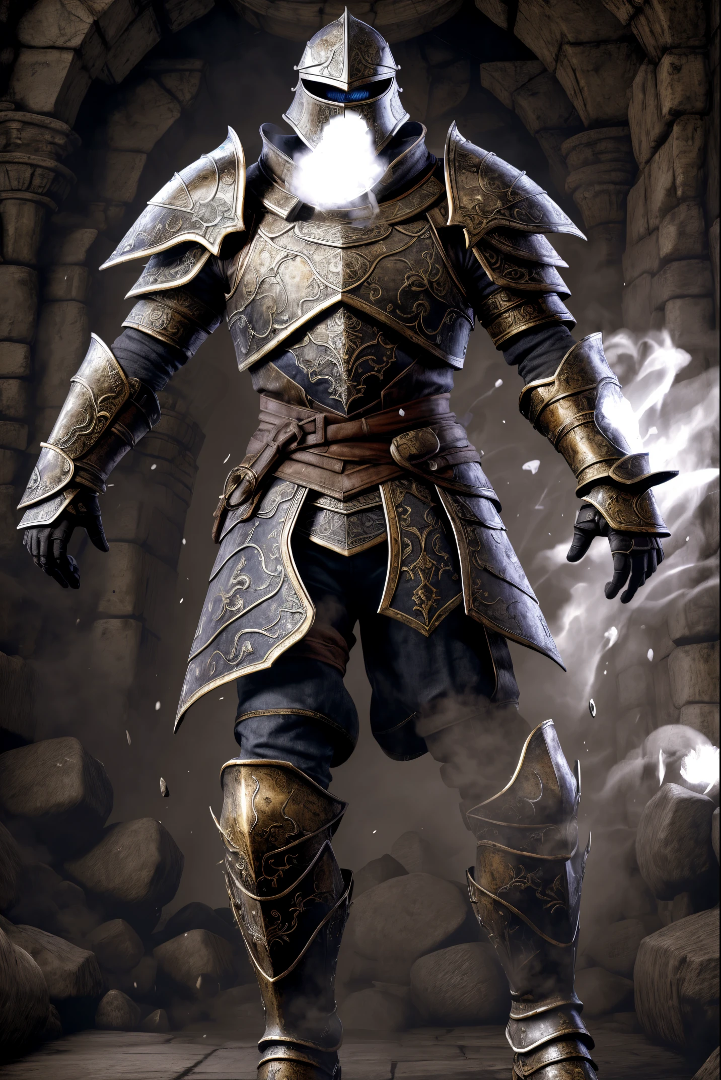 Obra maestra, cinematic landscape, mejor calidad, barroco, realista, , hombre, armadura medieval romana blanca, armadura desgastada,combate a muerte con espadas,guerreros en la lucha,guerra bajo la luna y el sol,rallos y lluvia en medio de una tormenta tropical,historia epica mediebal,gran heroe de la espada,chispas de las espadas chocando,
