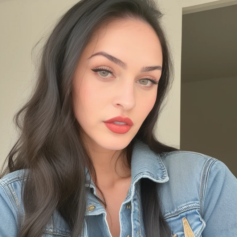 araffed woman with long dark hair wearing a black dress and denim jacket, profile image, portait photo profile picture, by Gina Pellón, by Márta Lacza, looks like fabiula nascimento, laure lipton, olga buzova, by Amelia Peláez, inspired by Márta Lacza, 💋 💄 👠 👗