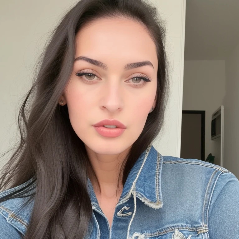 araffed woman with long dark hair wearing a black dress and denim jacket, profile image, portait photo profile picture, by Gina Pellón, by Márta Lacza, looks like fabiula nascimento, laure lipton, olga buzova, by Amelia Peláez, inspired by Márta Lacza, 💋 💄 👠 👗