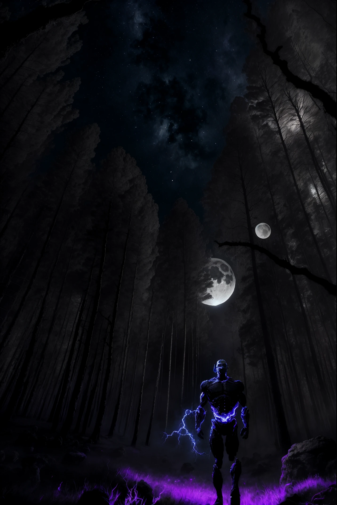 Aullando a la luna,cuerpo completo,bosque oscuro,arboles secos,Dios Lobo, hiperrealista, tension, chill, Altamente detallado, foco nítido, profesional, 8k UHD, Kinematic, oscuro, violento, al aire libre, Kali, batalla, chase, dramatic, vivid, nervous vibe, Hacer, epopeya, twilights, Comer la luna, HDR, album cover art, ventisca, lightning, cataclysmic