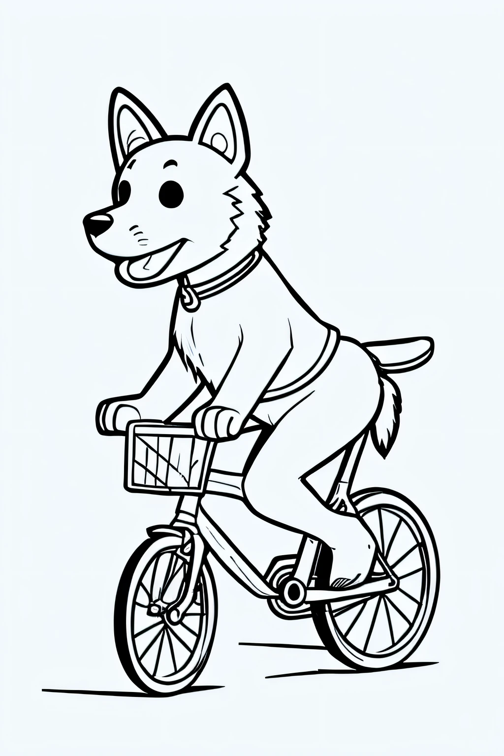 DOG ON CYCLE, COLORING PAGE FOR KIDS,LINEART