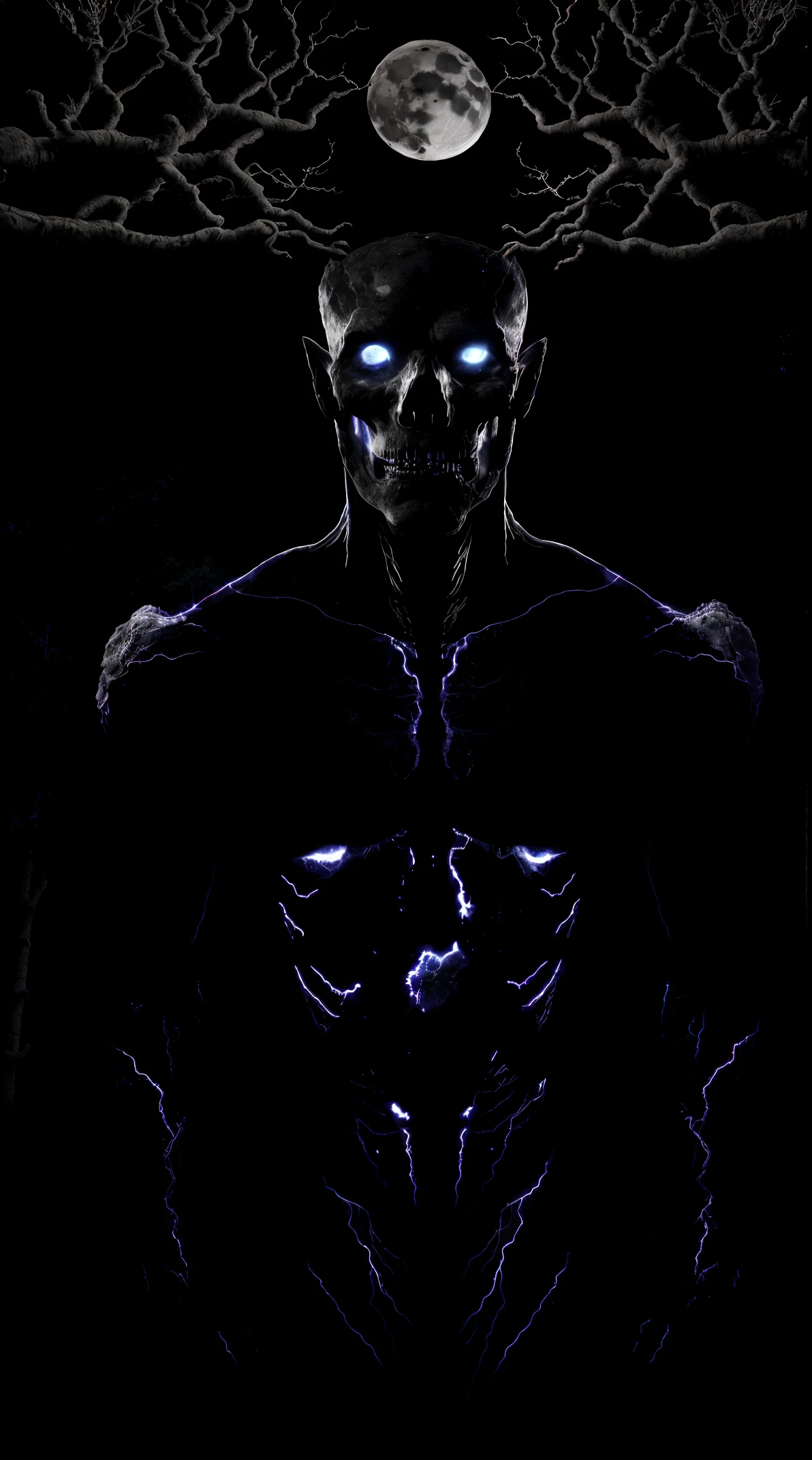 Aullando a la luna,cuerpo completo,bosque oscuro,arboles secos,Dios Lobo, hiperrealista, tension, chill, Altamente detallado, foco nítido, profesional, 8k UHD, Kinematic, oscuro, violento, al aire libre, Kali, batalla, chase, dramatic, vivid, nervous vibe, Hacer, epopeya, twilights, Comer la luna, HDR, album cover art, ventisca, lightning, cataclysmic