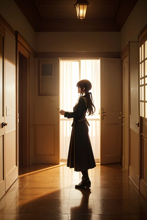 In a dimly lit corridor, a person is standing. The room is filled with a soft glow from outside the door. The scene is reminiscent of a shot from a 2012 animated film. The person stands serenely, surrounded by the darkness, adding an air of mystery. The image captures a moment from a TV anime series, resembling a still shot from an animated movie. The opening scene of the animation unfolds, drawing viewers into a captivating world.
Tags: person standing in dimly lit corridor, soft glow from outside, reminiscent of 2012 animated film, serene atmosphere, mysterious ambiance, shot from a TV anime series, resembling a still shot from an animated movie, opening scene
Image quality: (best quality, 4k, 8k, highres, masterpiece:1.2), ultra-detailed, (realistic, photorealistic, photo-realistic:1.37), HDR, UHD, studio lighting
Art style: animation, anime
Color palette: soft hues, muted tones
Lighting: soft, warm light from outside