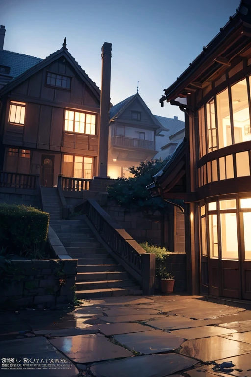 A nighttime view of a house with a prominent clock in the foreground. The house is depicted in a mesmerizing anime art style, reminiscent of the works produced by Madhouse Studio. The atmosphere is filled with the grandeur and dramatic lighting commonly found in anime backgrounds. The art is conceptually inspired, featuring a realistic portrayal of the nighttime scenery. The anime movie backdrop prominently showcases the house as the central focus, exhibiting the unique artistry of the renowned artist, Yuki Kanzaka. The art style is akin to the distinct aesthetic of Makoto Shinkai's works, known for their breathtaking anime landscapes. Overall, the artwork exudes a sense of depth and grandiosity, incorporating the distinct charm of anime art.