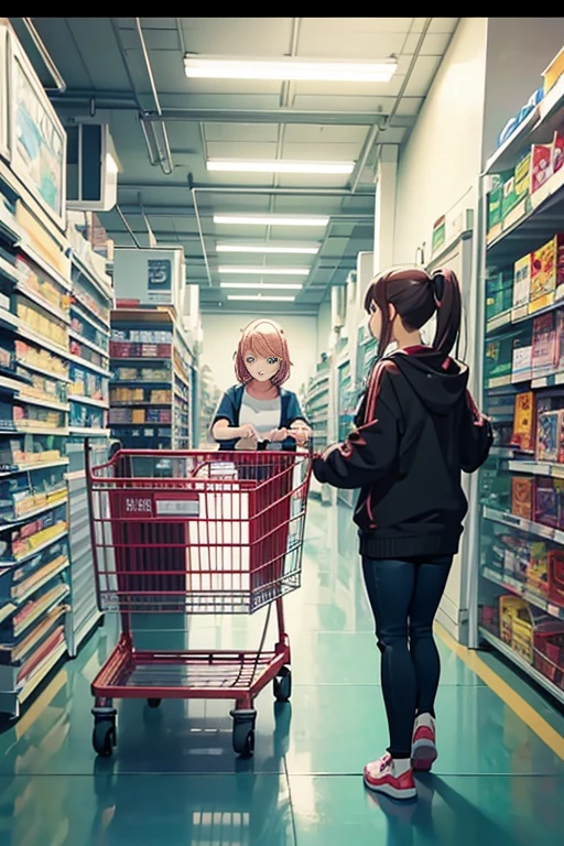 There is a woman pushing a shopping cart in the store, Madhouse Studio anime style, TV animation stills, Screenshot of the 2012 animation, typical anime classroom, [[empty warehouse]] Background with, Today’s recommended anime is still, anime movie screenshot, anime screenshot, sankakucomplex anime image, Behind the scenes of anxiety