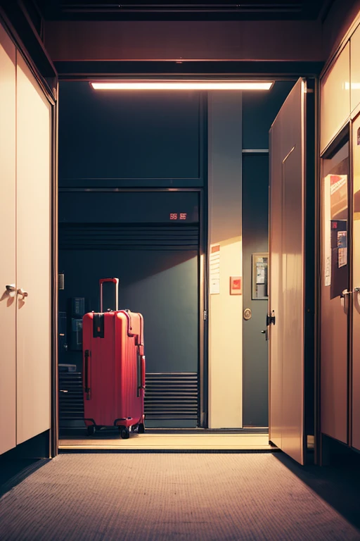 There are many suitcases lined up in the building, VA-11 Hall-A, Madhouse Studio anime style, in the anime film《erg》curled, Opening scene, anime scene, ( ( Xinhai sincerely ) ), In anime series《Therefore》curled, Kuro anime screenshots, Tokyo anime anime scenes