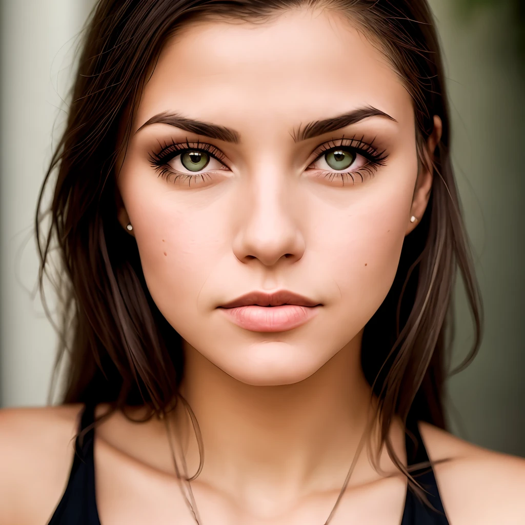 retrato em closeup de uma jovem mulher ucraniana sexy com Fit revelador e vestido flare em retiro Spa , symmetrical face, outdoor lighting, Atmosfera chocante, sharp eyes with wrinkles. energetic and youthful individual, appearing in their late twenties, with a lean and toned physique that reflects her dedication to yoga. She has expressive eyes and a warm, engaging smile that conveys her approachable and knowledgeable nature. Her hair is styled in a casual yet neat manner, complementing her yoga-centric lifestyle. Maya's attire is stylish yet functional, ideal for yoga practice, with subtle accents of purple and white