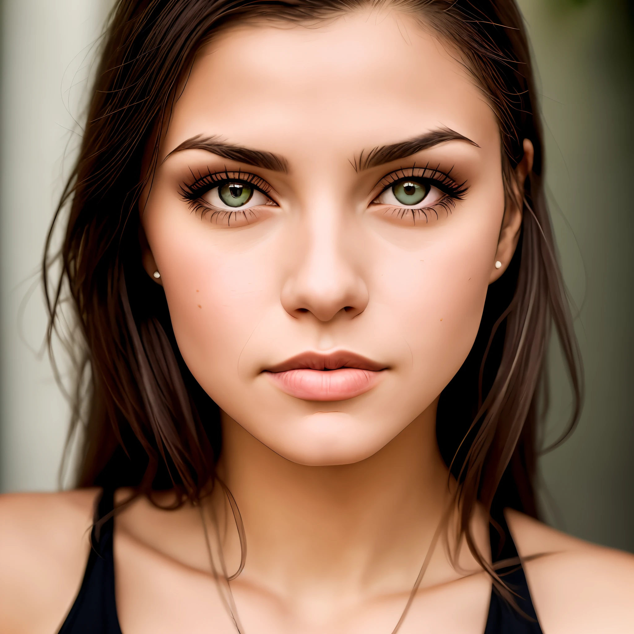retrato em closeup de uma jovem mulher ucraniana sexy com Fit revelador e vestido flare em retiro Spa , symmetrical face, outdoor lighting, Atmosfera chocante, sharp eyes with wrinkles. energetic and youthful individual, appearing in their late twenties, with a lean and toned physique that reflects her dedication to yoga. She has expressive eyes and a warm, engaging smile that conveys her approachable and knowledgeable nature. Her hair is styled in a casual yet neat manner, complementing her yoga-centric lifestyle. Maya's attire is stylish yet functional, ideal for yoga practice, with subtle accents of purple and white