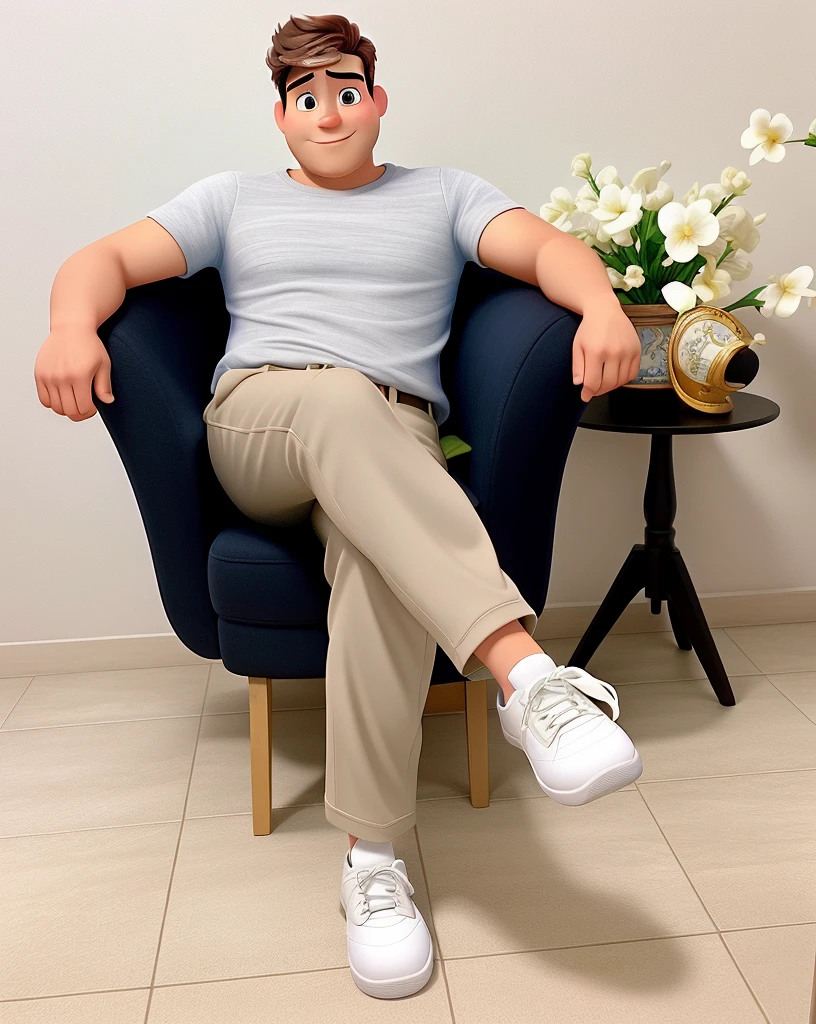 Um homem branco estilo Disney pixar, alta qualidade, melhor qualidade, illuminated by the light of a lamp
