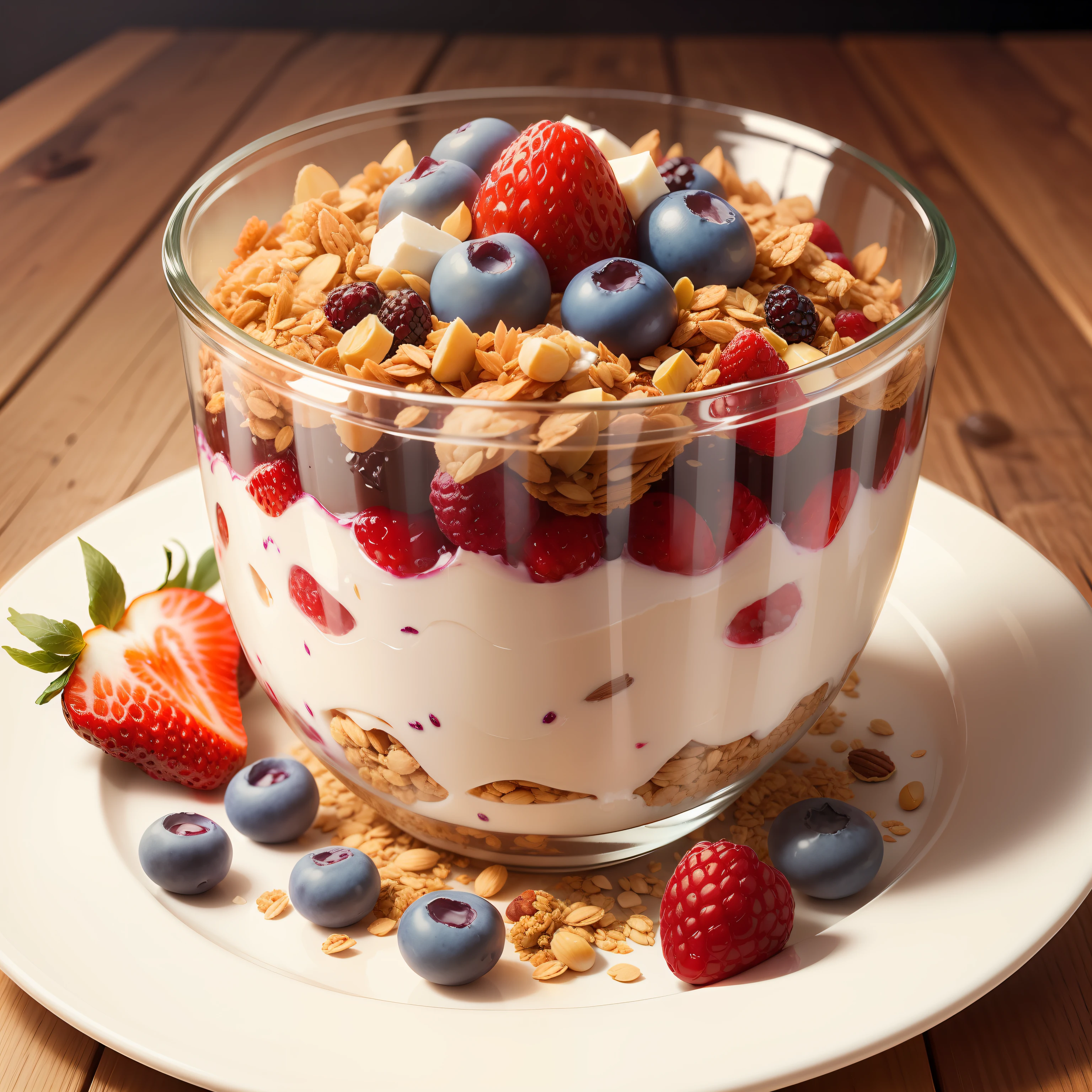 healthy breakfast. Granola and berry yogurt