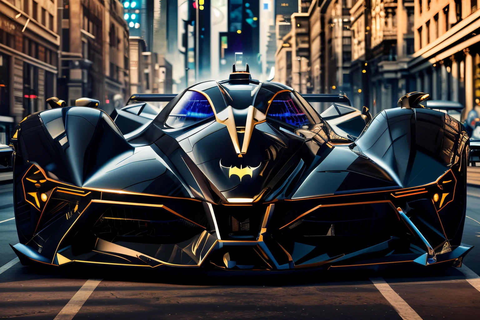 a close up of a futuristic car on a city street, badass batmobile car design, batmobile, from movie batman, cinematic 4k wallpaper, cinematic 4 k wallpaper, in batman movie still cinematic, hq 4k wallpaper, film still of batman, wallpaper 4k, wallpaper 4 k, cyberpunk batman, 8 k high detail concept art, 4k high res