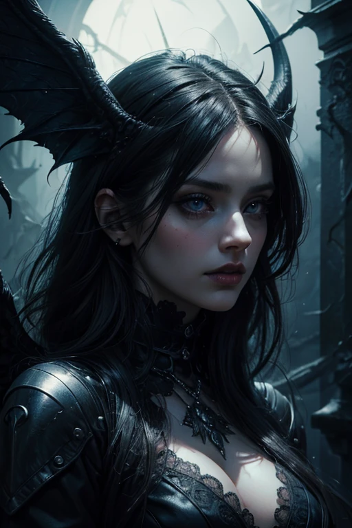 (best quality,4k,8k,highres,masterpiece:1.2),ultra-detailed,(realistic,photorealistic,photo-realistic:1.37),gothic pale demon girl,beautiful detailed eyes,beautiful detailed lips,extremely detailed eyes and face,longeyelashes,[nude:0.9],[big boobs:0.9],demon wings[tatooed:0.9],dark gothic scenery,gloomy atmosphere,mysterious background,portraits,vivid colors,soft lighting