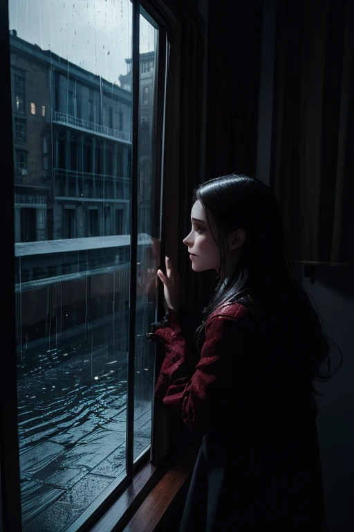 raining window with vampire