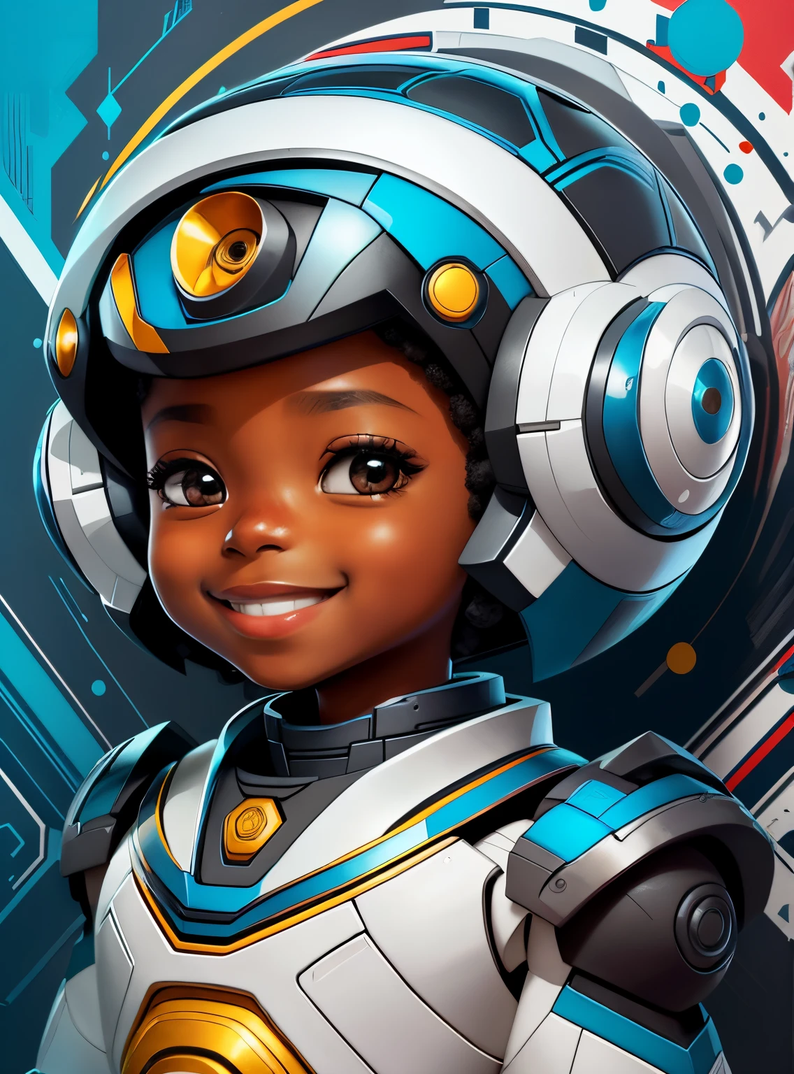 (cute robot black boy smiling) stylized identical to 1940 |)), acolchoamento ,multidimensional geometric wall PORTRAIT, arte, Chibi,
Yang016K, lindo,(( cor vermelha predominante, azul e branco))
Primary works, qualidade superior, melhor qualidade, Arte Oficial, Lindo e Estetaduardo Kobra acolchoamento ,multidimensional geometric wall PORTRAIT, arte, Chibo,detalhes