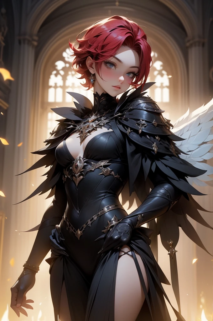 (Absurd, high quality, ultra -compared, careful with the hand) fairy, fairy wings, dreamer body, vivid, romantic and all. Optimistic face, just lies, without entry and intellectual. Reckless style, cold heart, impatient and too confident. Gray eyes, ripe and dark (eyes of the eyes), enchanted fairy. Short hair, red hair. In the carnival row illustration, flying. Whole body