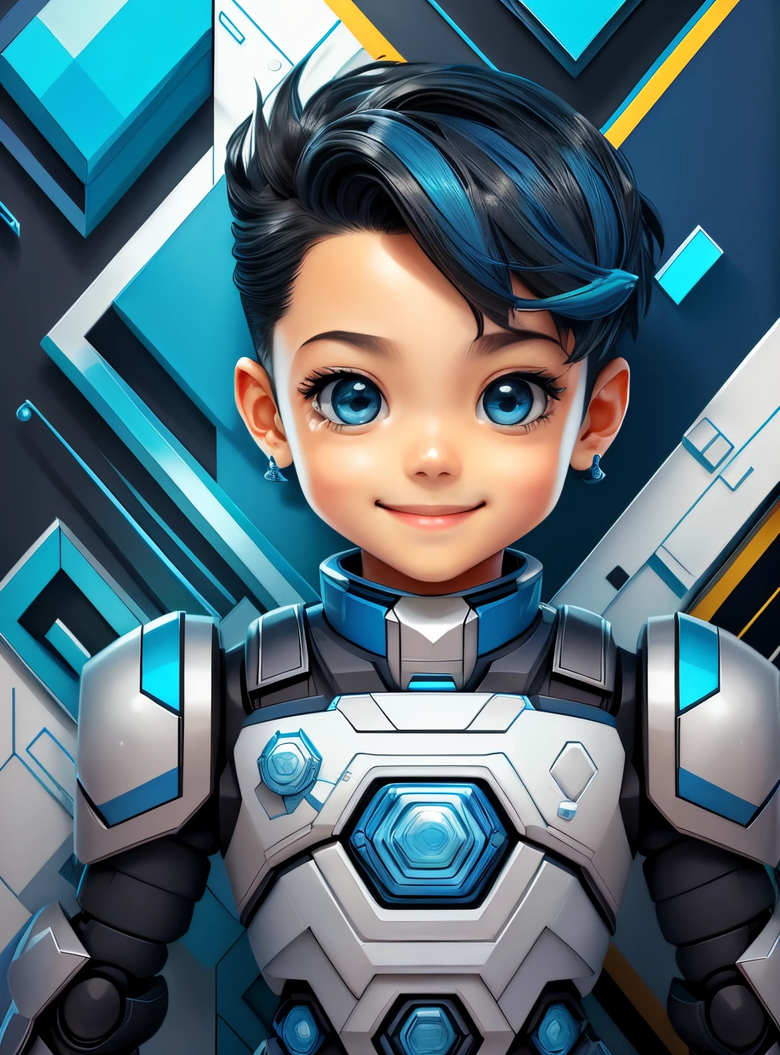 (cute robot boy smiling) stylized identical to 1940 |)), acolchoamento ,multidimensional geometric wall PORTRAIT, arte, Chibi,
Yang016K, lindo,(( cor vermelha predominante, azul e branco))
Primary works, qualidade superior, melhor qualidade, Arte Oficial, Lindo e Estetaduardo Kobra acolchoamento ,multidimensional geometric wall PORTRAIT, arte, Chibo,detalhes