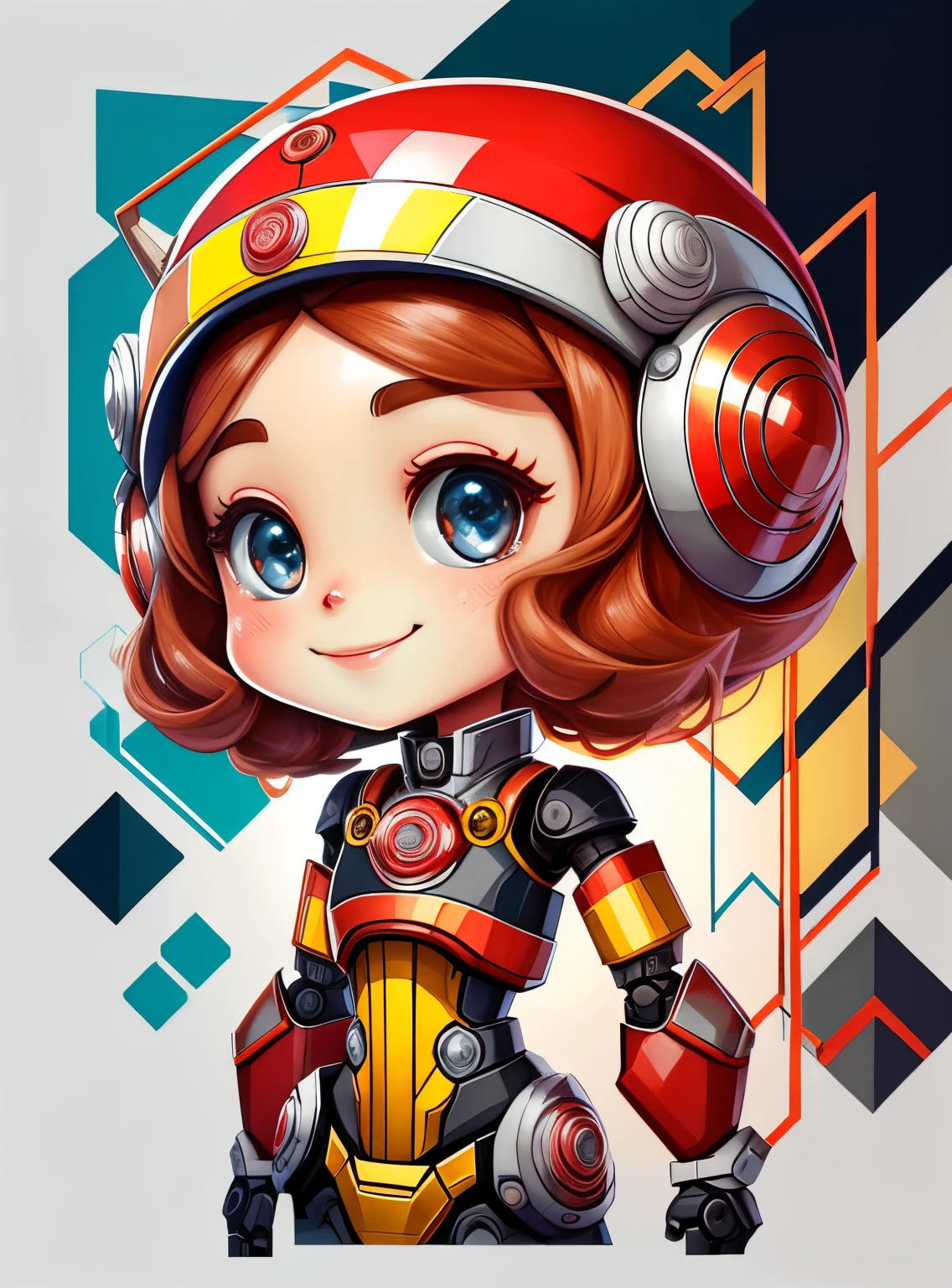 (cute robot smiling) stylized identical to 1940 |)), acolchoamento ,multidimensional geometric wall PORTRAIT, arte, Chibi,
Yang016K, lindo,(( cor vermelha predominante, rosa e branco))
Primary works, qualidade superior, melhor qualidade, Arte Oficial, Lindo e Estetaduardo Kobra acolchoamento ,multidimensional geometric wall PORTRAIT, arte, Chibo,detalhes