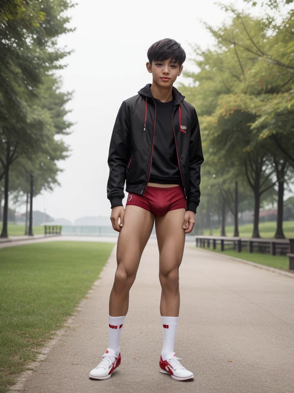 teenagers , young , light-skin , wearing an dark red sexy underwear, tmasterpiece,k hd,the feet,Transparent sports vest,semi transparent,black long socks,The barefoot , red colour , handsome and cute , extreme cute boy , white skin , dark red underwear boxers shorts , extremely tall and cute boy ,oppa model , handsome model , full body , dark red boxers underwears short shorts , black socks , white light-skin , Chinese model , young boy , white skin , handsome and extremely cute , red boxers underwear shorts , long black socks , handsome model , at the park , jogging , model oppa , long legs , jogging , running , high knee black socks ,black long socks , stand up , extremely tall , extremely high , red underwears , red sports underwear , long black socks , clean and white legs , Chinese model , extremely long legs , looking at the camera , clean and white thigh , heavy bulge , kid face , baby face , wearing jacket , red underwears boxers , light and white skin , Chinese model , strike a pose , sexy pose