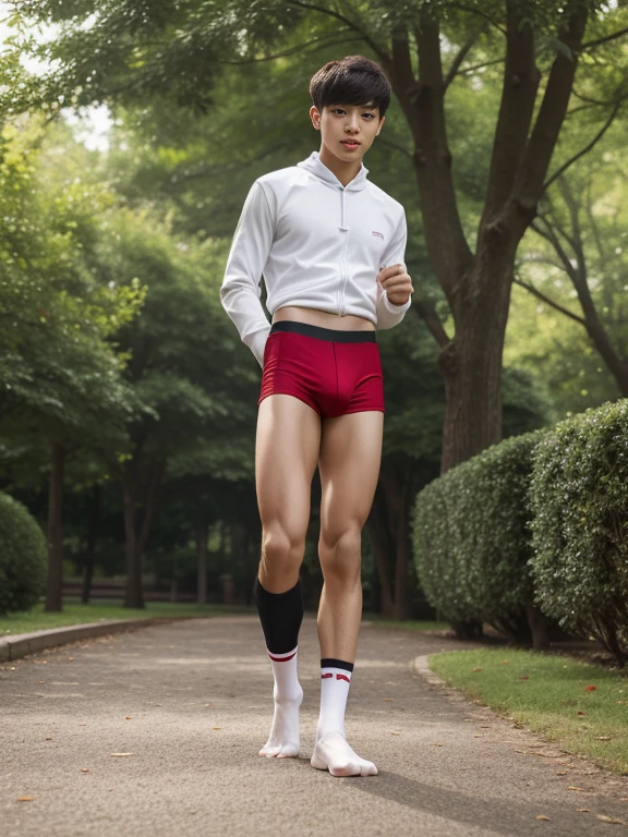 teenagers , young , light-skin , wearing an dark red sexy underwear, tmasterpiece,k hd,the feet,Transparent sports vest,semi transparent,black long socks,The barefoot , red colour , handsome and cute , extreme cute boy , white skin , dark red underwear boxers shorts , extremely tall and cute boy ,oppa model , handsome model , full body , dark red boxers underwears short shorts , black socks , white light-skin , Chinese model , young boy , white skin , handsome and extremely cute , red boxers underwear shorts , long black socks , handsome model , at the park , jogging , model oppa , long legs , jogging , running , high knee black socks ,black long socks , stand up , extremely tall , extremely high , red underwears , red sports underwear , long black socks , clean and white legs , Chinese model , extremely long legs , looking at the camera , clean and white thigh , heavy bulge , kid face , baby face , wearing jacket , red underwears boxers , light and white skin , Chinese model , strike a pose , sexy pose
