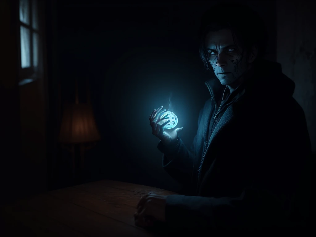 En un apocalipsis zombi, un grupo de no-muertos hambrientos rodea a un solitario superviviente, whose only hope of escape lies in a mysterious object that shines in his hand.