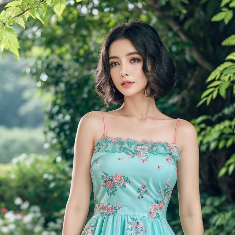 Mulher, cabelos negros, olhos azuis, vestido branco, bochechas rosadas, boca vermelha, perdida em uma floresta de dia, fluttering dress, cabelos ao vento, pele branca, cabelo preto, olho azul