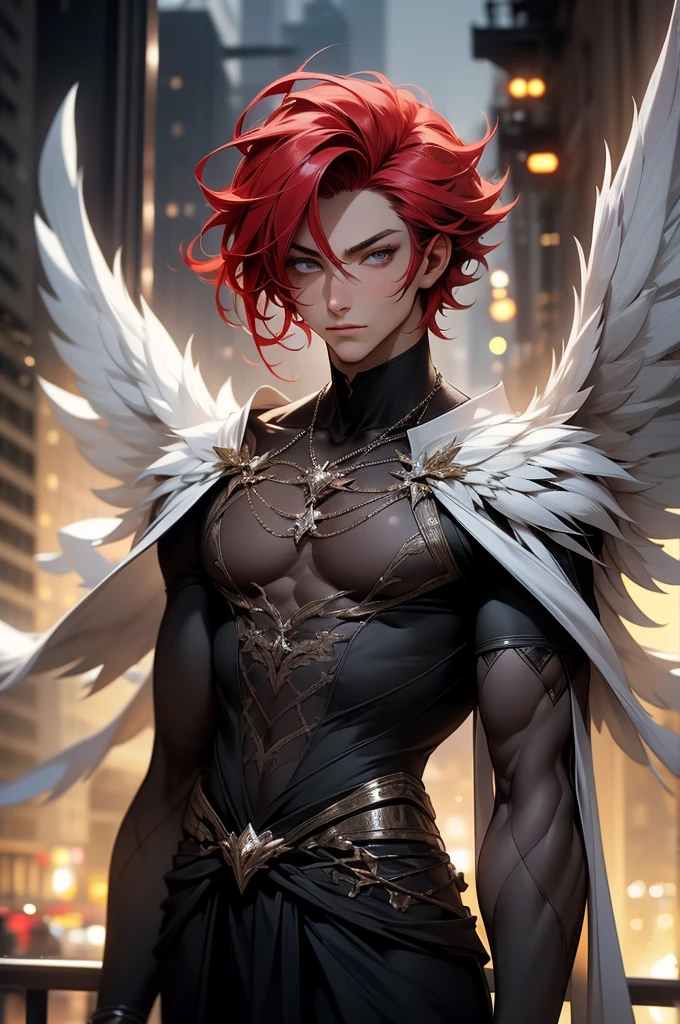 masterpiece, best quality, perfect face and eyes, detailed pupils, god rays, sunbeam, standing in a field of flowers, (1boy:1.2), masculine, mature male, solo focus, (Angel:1.2), halo, aura, magic, Red Eyes, (Light Skinned Male:1.2), Long Religious Robes, Latin Cross, (Short Hair, Translucent Hair, Pink Hair:0.8), photodromm, erotic, large breasts, hyperrealistic art, extremely high-resolution details, photographic, realism pushed to extreme, fine texture, incredibly lifelike, <lora:more_details:0.5>