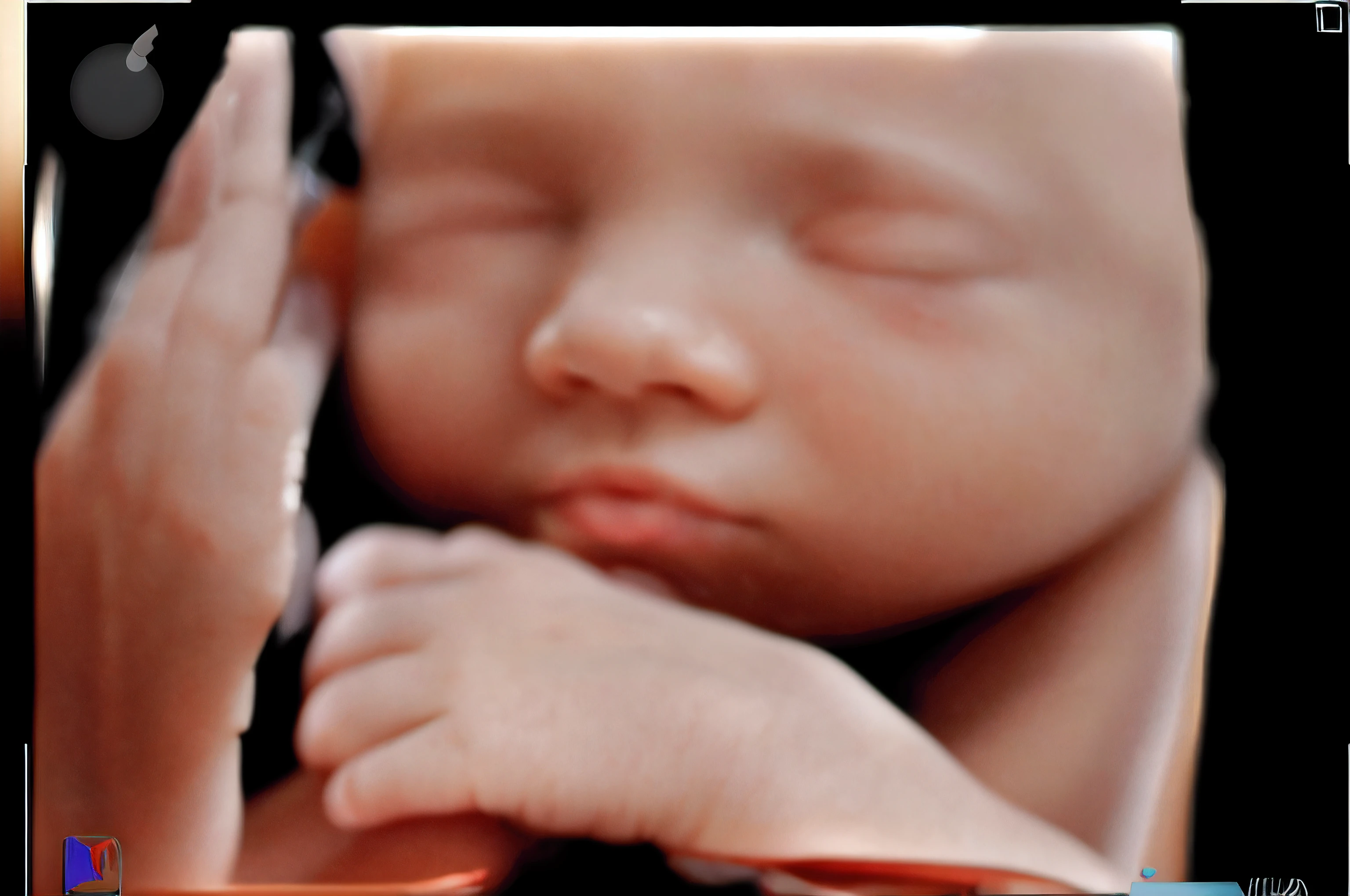 portrait, sleeping baby, fetus, inside womb, rosy face, hd, realistic, cute, baby girl,  8k, uhd, high quality, sharp focus, he composition beautiful rich and bright