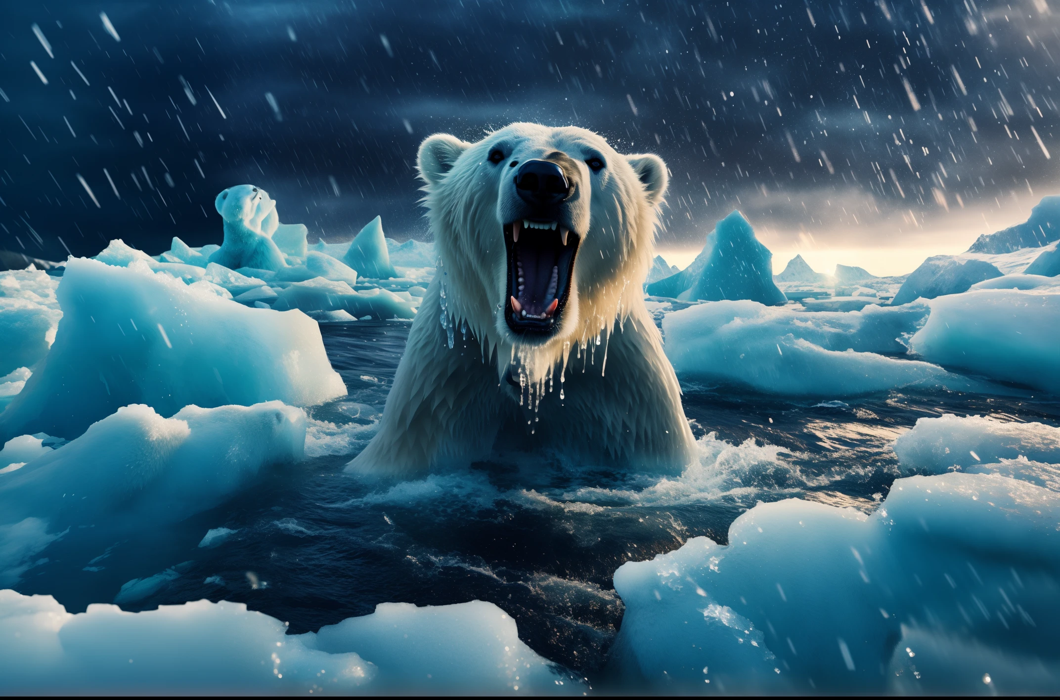 There is a polar bear, der mit im Wasser ist , Icebear, Polar-, Am besten auf Adobe Stock, eisig, Erstaunliche Tapete, Arktis, Angry bear, Digitale Kunst Tierfoto, Hintergrundbild 4 K, Hintergrundbild 4k, hd hintergrundbild, 4 k hd hintergrundbild sehr detailliert, Portrait of a polar bear, Filmisches 4K-Hintergrundbild, Cinematic 4 K Hintergrundbild