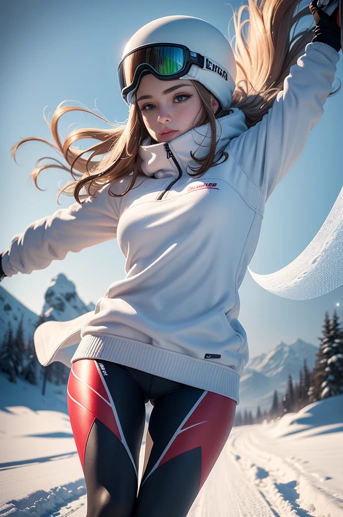 skiing,in the snowfield, long and wide field of view, With a cool and fashionable attitude, jumping in the air, Show dynamic movemen quality at best,4K,8K,A high resolution,tmasterpiece:1.2),ultra - detailed,(actual,realisticlying,Photorealistic:1.37), HighDynamicRange, vivd colour, Focus sharp,physically-based renderingt,
Depicts a skier gliding gracefully on the white snow. Skiers wear vibrant and contrasting skiwear, Stands out against the snowy background. The surrounding landscape features towering snow-capped peaks, Blending seamlessly with the clear blue sky.

[Winter sports]() Enthusiasts gather together, Watch in awe as skiers complete impressive jumps. The skier&#39;s body is perfectly balanced, Demonstrate their extraordinary skills and control. The sun shines warm light, There is a golden light over the scene, Creates stunning shadow effects on the snow.

The snowfield is dotted with small crystals, gleaming in the sunlight. A skier&#39;s skis leave clear and distinct marks on the snow, Demonstrate the speed and grace of descent. Snowflakes dance in the air, Bring a touch of magic and whimsy to the scene.

The skiers&#39; confident and focused expressions are accentuated by their (beatiful and detailed) Eyes and lips. Their faces and bodies are adorned with rosy blush, represents the excitement of the sport. Skier&#39;s hair blowing in the wind, Increase movement and energy.

The overall beauty of the artwork tends to (actual/realisticlying) styled, Attention to detail and precise texture rendering. Colors are vibrant and lifelike, Enhance the visual impact of your images. Composition and lighting create drama and excitement, Capturing the essence of the ski experience.

With this tip, Stable diffusion will produce stunning and immersive images，The beauty and beauty of skiing reflected in the vast snow landscape.