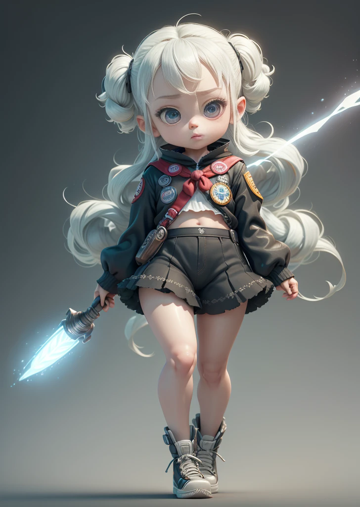 Super cute girl, full body, 3D image,Five years old、bodyesbian boy scout outfit、1 Piece, Good looking eyes., s big eyes, ben lo, glad, C4D, Matt Pop Blind Box, Long gray hair, Bright bubbles, toyism, Solid color backdrop, Tshibi, Translucent fluorescent, Luminous body, kawaii, Human - Shape, reference, by Pixar, intricate detailed, 3D rendering of, blending, Renderizadoll OC, Fol body reference sheet, dribble, high-detail, 10, studio light, 8.9, small, Tshibi, SD characters: 23, simple background