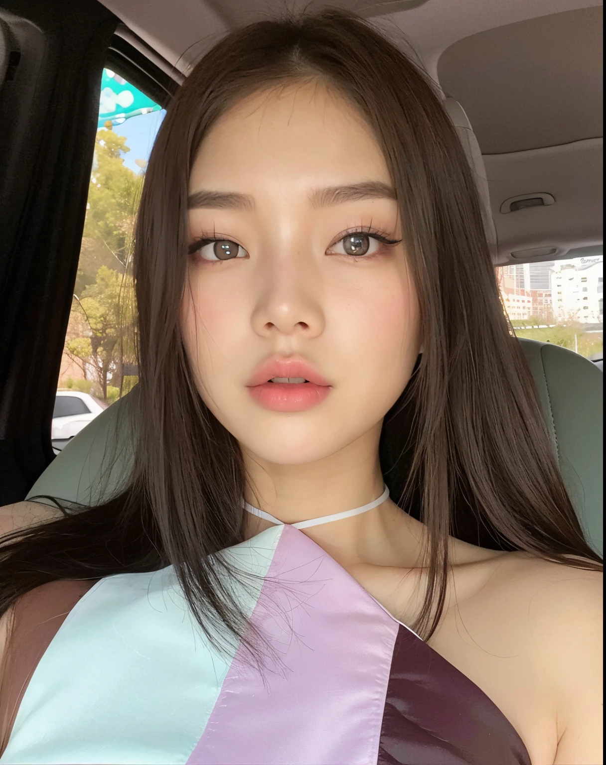 Asian woman in a car in a purple and blue dress, Blackpink Jennie, Jaeyeon Nam, Hermosa mujer surcoreana, Parque Roseanne de Blackpink, Joven y adorable rostro coreano, Jossi de Blackpink, Heonhwa Choe, Parque Ji-min, Gongbi, Retrato de Jossi de Blackpink, Wan adorable cara coreana, Hermosa joven coreana