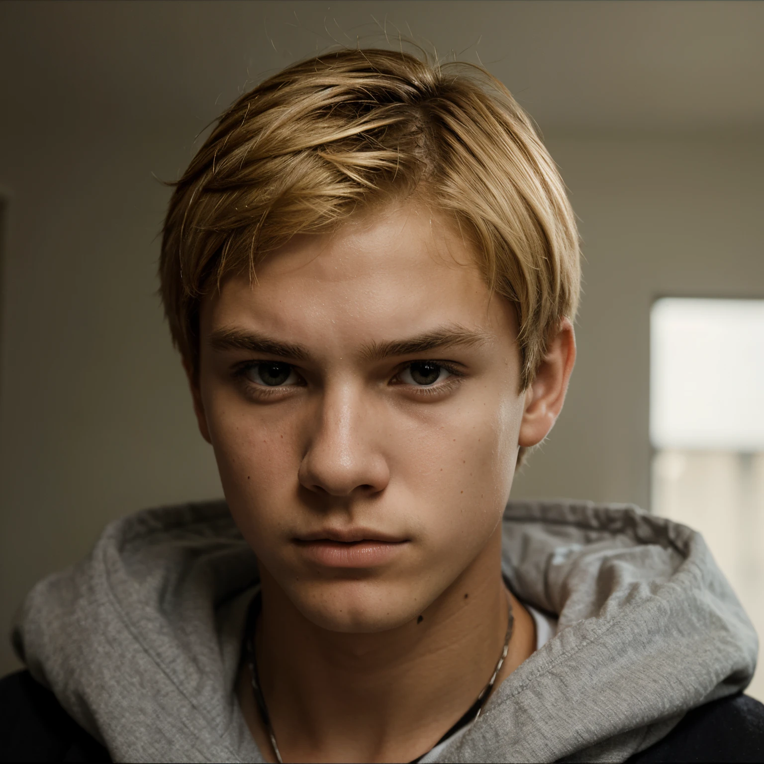 Breathtaking cinematic photo of a 15 year old boy with blonde hair and blue eyes, red plaid shirt, intricate details, shallow depth of field, vignette, highly detailed, high budget Hollywood film, Bokeh, Cinemascope, Moody, epic , gorgeous, filmic grain, master piece, Award-winning, professional, highly detailed, Detailed skin texture, (blush:0.5), (goosebumps:0.5), Subsurface scattering. angry