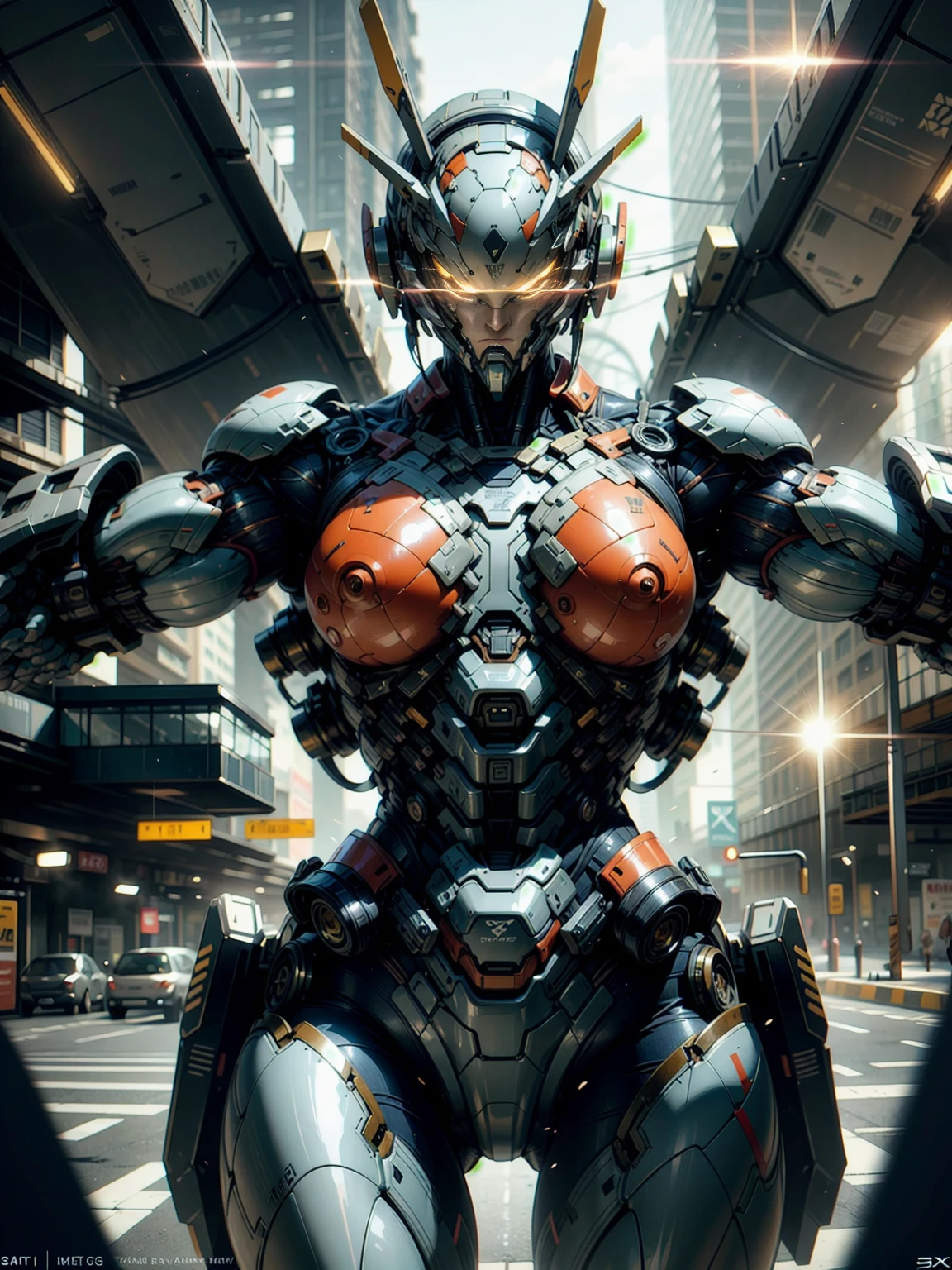 Cinematic, hyper-detailed, and insanely detailed, this artwork captures the essence of megan fox with breathtaking beauty. The color grading is beautifully done, enhancing the overall cinematic feel. Unreal Engine brings her anatomic cybernetic muscle suit to life, appearing even more mesmerizing. With the use of depth of field (DOF), every detail is focused and accentuated, drawing attention to her eyes and the intricate design of the anatomic cybernetic muscle suit . The image resolution is at its peak, utilizing super-resolution technology to ensure every pixel is perfect. Cinematic lighting enhances her aura, while anti-aliasing techniques like FXAA and TXAA keep the edges smooth and clean. Adding realism to the anatomic cybernetic muscle suit, RTX technology enables ray tracing. Additionally, SSAO (Screen Space Ambient Occlusion) gives depth and realism to the scene, the girl's anatomic cybernetic muscle suit become even more convincing. In the post-processing and post-production stages, tone mapping enhances the colors, creating a captivating visual experience. The integration of CGI (Computer-Generated Imagery) and VFX (Visual Effect brings out the anatomic cybernetic muscle suit's intricate features in a seamless manner. SFX (Sound Effects) complement the visual artistry, immersing the viewer further into this fantastic world. The level of detail is awe-inspiring, with intricate elements meticulously crafted, the artwork hyper maximalist and hyper-realistic. Volumetric effects add depth and dimension, and the photorealism is unparalleled. The image is rendered in 8K resolution, ensuring super-detailed visuals. The volumetric lightning adds a touch of magic, highlighting her beauty and the aura of her anatomic cybernetic muscle suit in an otherworldly way. High Dynamic Range (HDR) technology makes the colors pop, adding richness to the overall composition. Ultimately, this artwork presents an unreal portrayal of a super muscled cybernetic female android