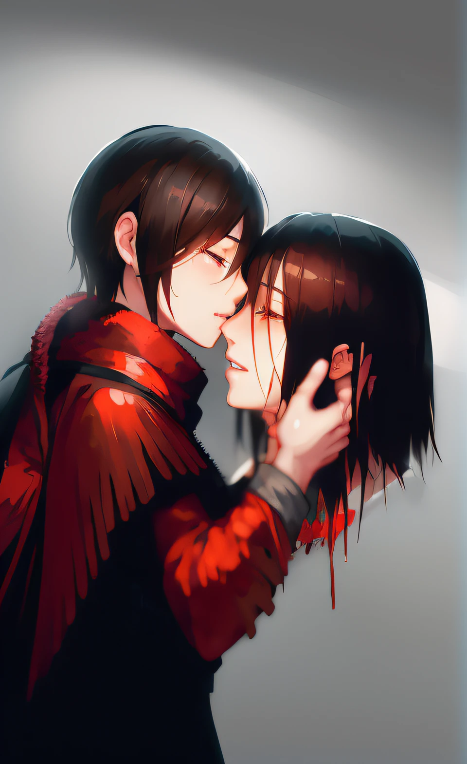 [Hyper detailed ("illustration")
{
Couple("Mikasa Ackerman" + "Eren Yeager head")
Description("Mikasa kissing the severed only head of Eren")
Action("Expressing love and grief")
Mood("Tragic" + "Heartbreaking" + "Intimate" + "close eyes")
Quality:("High resolution" + "Best quality")
```