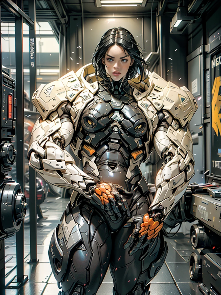 Cinematic, hyper-detailed, and insanely detailed, this artwork captures the essence of megan fox with breathtaking beauty. The color grading is beautifully done, enhancing the overall cinematic feel. Unreal Engine brings her anatomic cybernetic muscle suit to life, appearing even more mesmerizing. With the use of depth of field (DOF), every detail is focused and accentuated, drawing attention to her eyes and the intricate design of the anatomic cybernetic muscle suit . The image resolution is at its peak, utilizing super-resolution technology to ensure every pixel is perfect. Cinematic lighting enhances her aura, while anti-aliasing techniques like FXAA and TXAA keep the edges smooth and clean. Adding realism to the anatomic cybernetic muscle suit, RTX technology enables ray tracing. Additionally, SSAO (Screen Space Ambient Occlusion) gives depth and realism to the scene, the girl's anatomic cybernetic muscle suit become even more convincing. In the post-processing and post-production stages, tone mapping enhances the colors, creating a captivating visual experience. The integration of CGI (Computer-Generated Imagery) and VFX (Visual Effect brings out the anatomic cybernetic muscle suit's intricate features in a seamless manner. SFX (Sound Effects) complement the visual artistry, immersing the viewer further into this fantastic world. The level of detail is awe-inspiring, with intricate elements meticulously crafted, the artwork hyper maximalist and hyper-realistic. Volumetric effects add depth and dimension, and the photorealism is unparalleled. The image is rendered in 8K resolution, ensuring super-detailed visuals. The volumetric lightning adds a touch of magic, highlighting her beauty and the aura of her anatomic cybernetic muscle suit in an otherworldly way. High Dynamic Range (HDR) technology makes the colors pop, adding richness to the overall composition. Ultimately, this artwork presents an unreal portrayal of a super muscled cybernetic female android