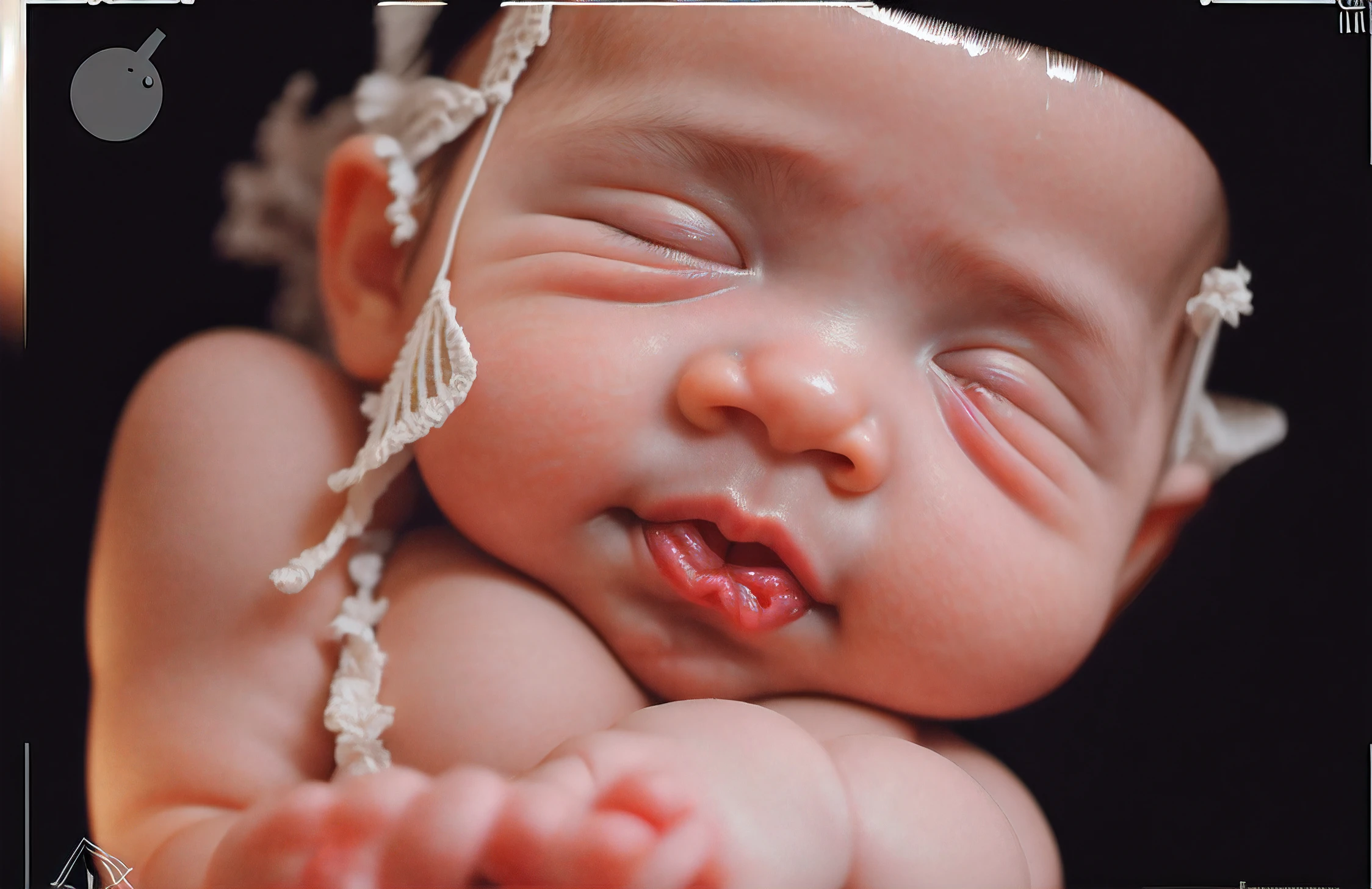 portrait, small nose, sleeping baby, fetus, inside womb, rosy face, hd, realistic, cute, baby girl, 8k, uhd, high quality, sharp focus, he composition beautiful rich and bright