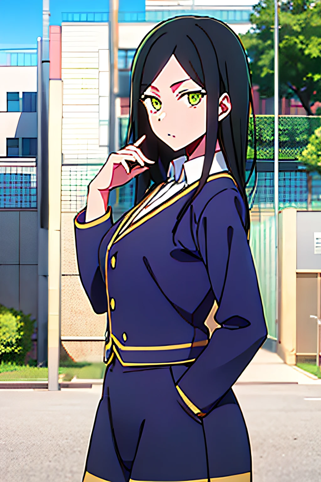 masutepiece,Best Quality,frillshiranui\(Oshinoko\), 1girl in, Solo,Medium_breasts,Looking at Viewer,School_uniform