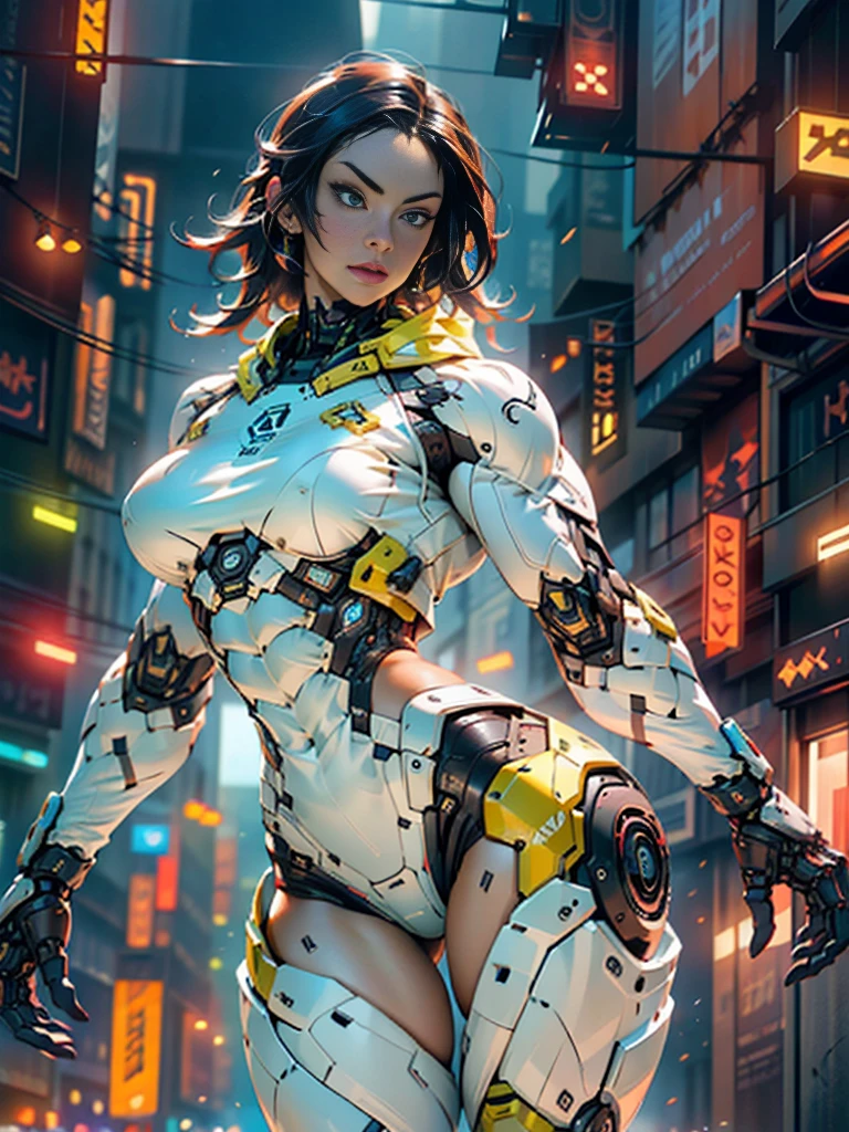 Cinematic, hyper-detailed, and insanely detailed, this artwork captures the essence of megan fox with breathtaking beauty. The color grading is beautifully done, enhancing the overall cinematic feel. Unreal Engine brings her anatomic cybernetic muscle suit to life, appearing even more mesmerizing. With the use of depth of field (DOF), every detail is focused and accentuated, drawing attention to her eyes and the intricate design of the anatomic cybernetic muscle suit . The image resolution is at its peak, utilizing super-resolution technology to ensure every pixel is perfect. Cinematic lighting enhances her aura, while anti-aliasing techniques like FXAA and TXAA keep the edges smooth and clean. Adding realism to the anatomic cybernetic muscle suit, RTX technology enables ray tracing. Additionally, SSAO (Screen Space Ambient Occlusion) gives depth and realism to the scene, the girl's anatomic cybernetic muscle suit become even more convincing. In the post-processing and post-production stages, tone mapping enhances the colors, creating a captivating visual experience. The integration of CGI (Computer-Generated Imagery) and VFX (Visual Effect brings out the anatomic cybernetic muscle suit's intricate features in a seamless manner. SFX (Sound Effects) complement the visual artistry, immersing the viewer further into this fantastic world. The level of detail is awe-inspiring, with intricate elements meticulously crafted, the artwork hyper maximalist and hyper-realistic. Volumetric effects add depth and dimension, and the photorealism is unparalleled. The image is rendered in 8K resolution, ensuring super-detailed visuals. The volumetric lightning adds a touch of magic, highlighting her beauty and the aura of her anatomic cybernetic muscle suit in an otherworldly way. High Dynamic Range (HDR) technology makes the colors pop, adding richness to the overall composition. Ultimately, this artwork presents an unreal portrayal of a super muscled cybernetic female android