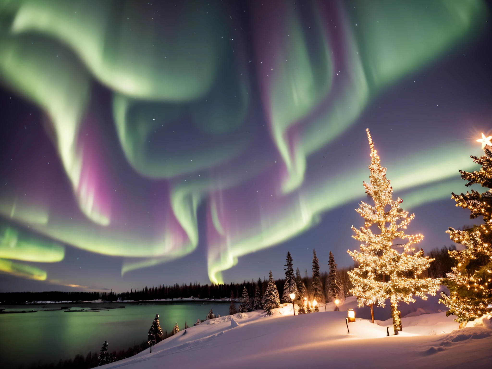 North Pole Aurora Christmas Take a step back to witness the Northern Lights illuminating the North Pole, setting the stage for a magical Christmas night. Capture the celestial beauty of this holiday landscape, enormous tits