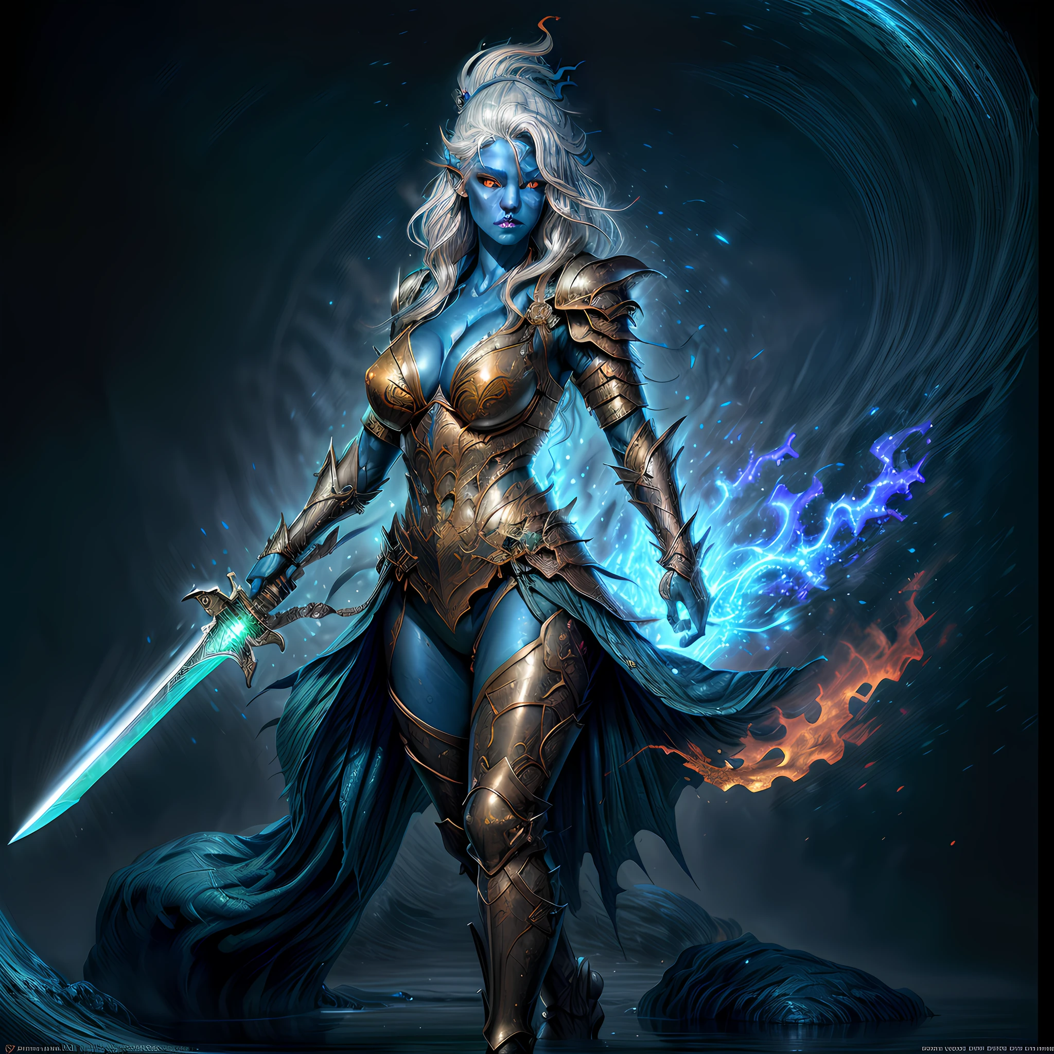 nsfw, fantasy art, dnd art, RPG art, drkfntasy wide shot, (masterpiece: 1.4) portrait, intense details, highly detailed, photorealistic, best quality, highres, glowing particle portrait a nude vedalken female (fantasy art, Masterpiece, best quality: 1.3) (blue skin, white nipples, white pubic hair: 1.5), intense details facial details, exquisite beauty, (fantasy art, Masterpiece, best quality)cleric, (blue colored skin: 1.5) blue skinned female, (white hair: 1.3), long hair, intense green eye, fantasy art, Masterpiece, best quality) armed a glowing yellow magic symbolled mace, nude (white nipples, white pubic hair: 1.3) naked, breasts exposed, wet, (standing at the base of a beautiful waterfall :1.3), wearing glowing holy symbol GLOWING EARRINGS, exposed vagina, reflection light, high details, best quality, 16k, [ultra detailed], masterpiece, best quality, (extremely detailed), close up, ultra wide shot, photorealistic, RAW, fantasy art, dnd art, fantasy art, realistic art,