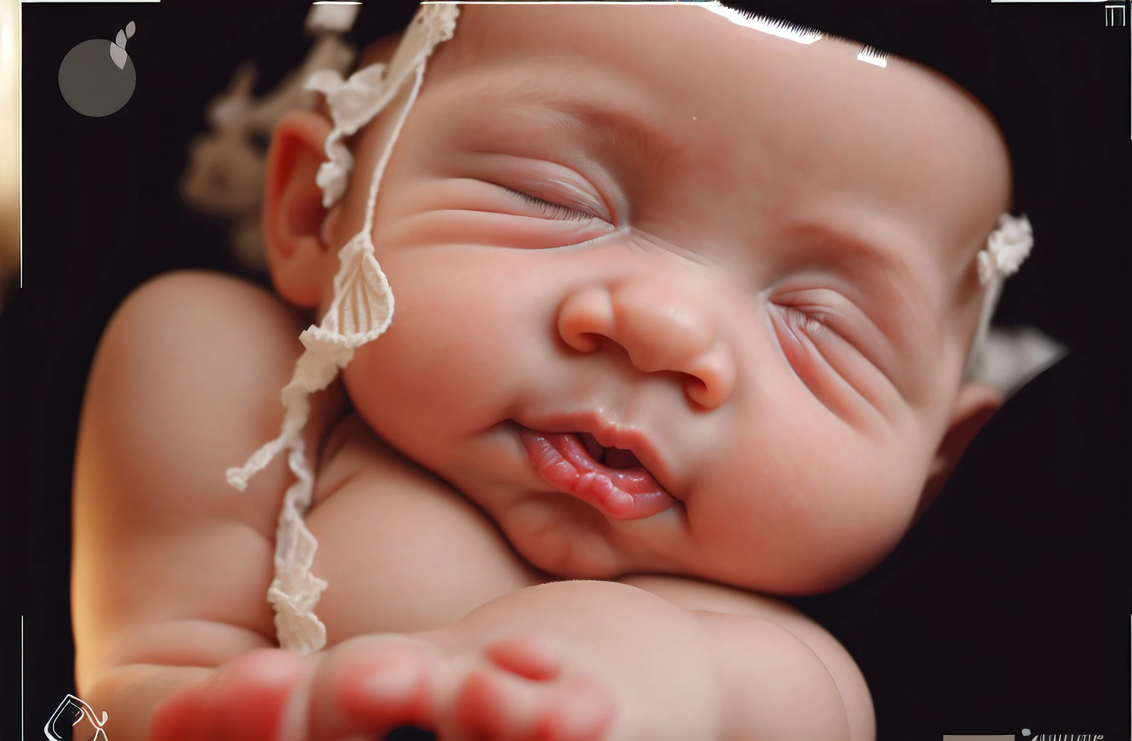 portrait, small nose, sleeping baby, fetus, inside womb, rosy face, hd, realistic, cute, baby girl,  8k, uhd, high quality, sharp focus, he composition beautiful rich and bright