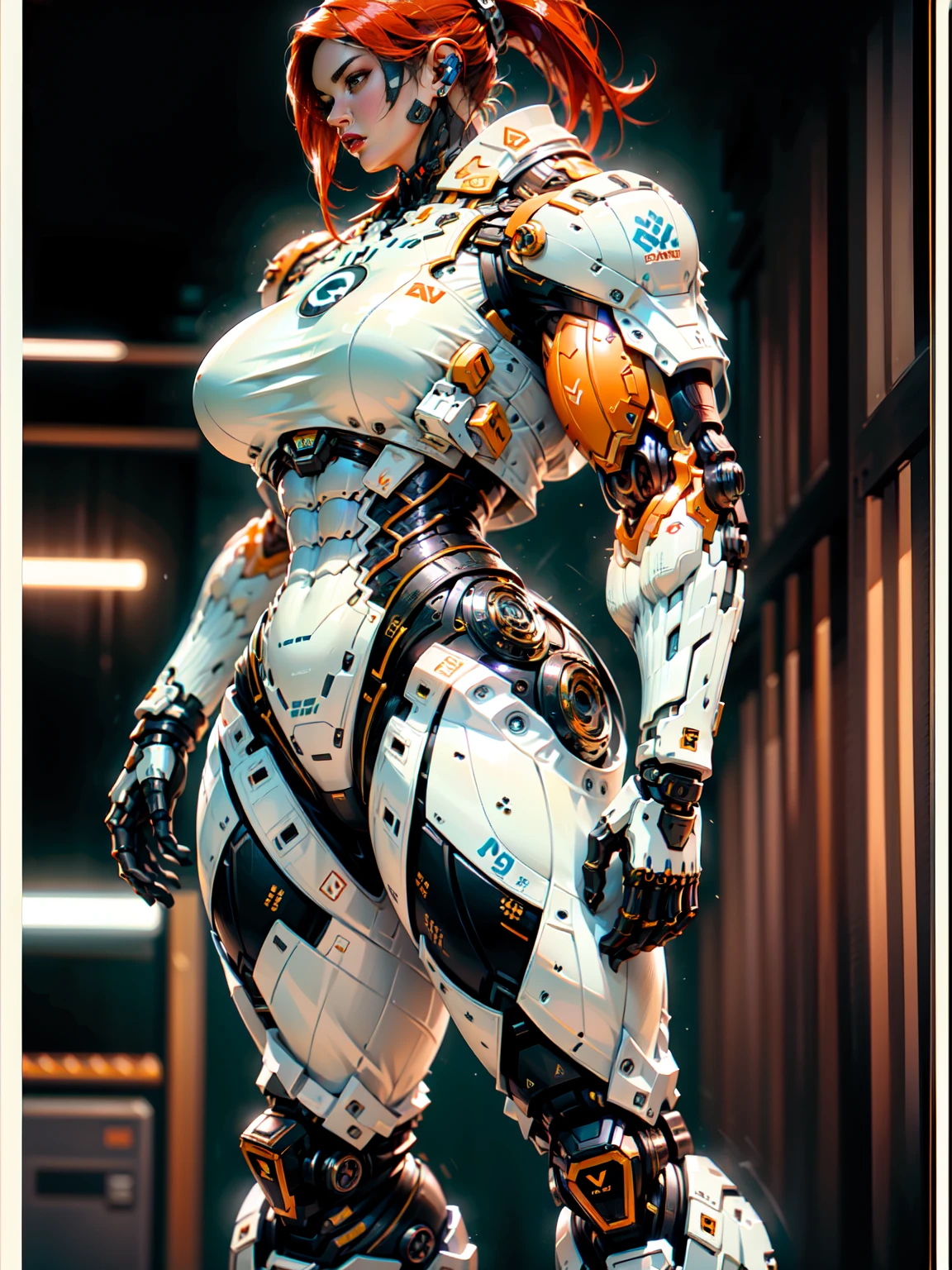 ((Unreal Engine 5)), Realistic Rendering, Excellent, (full mecha armor), helm, (Yoga Pants), looking on viewer, posing walkdown on street, beautiful face, makeup, (photorealism:1.2), ultrarealistic uhd face, (huge fake boobs:1.4), (gigantic breasts:1.1), (muscle abs), (big butt), (wide hips), (thick thighs), slim waist, hourglass figure, full body, ((glowing skin)), ((shiny skin)), Realistic body, ((she is sexy)), ((clean skin)), photorealistic, bokeh, masterpiece, highres, 1080P.